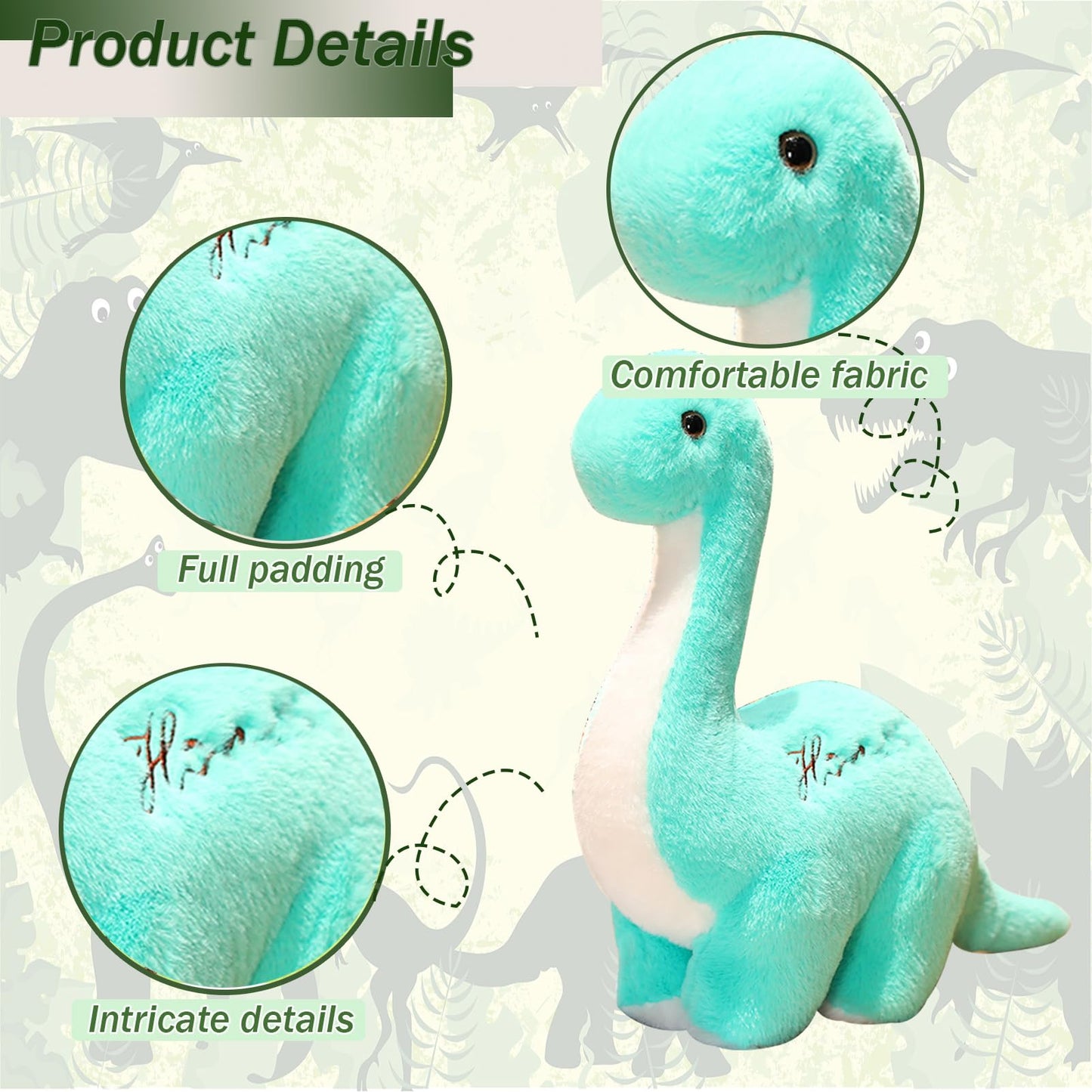 BUALR Dinosaur Stuffed Animal Toys – 9.8in Plush Egg Surprise