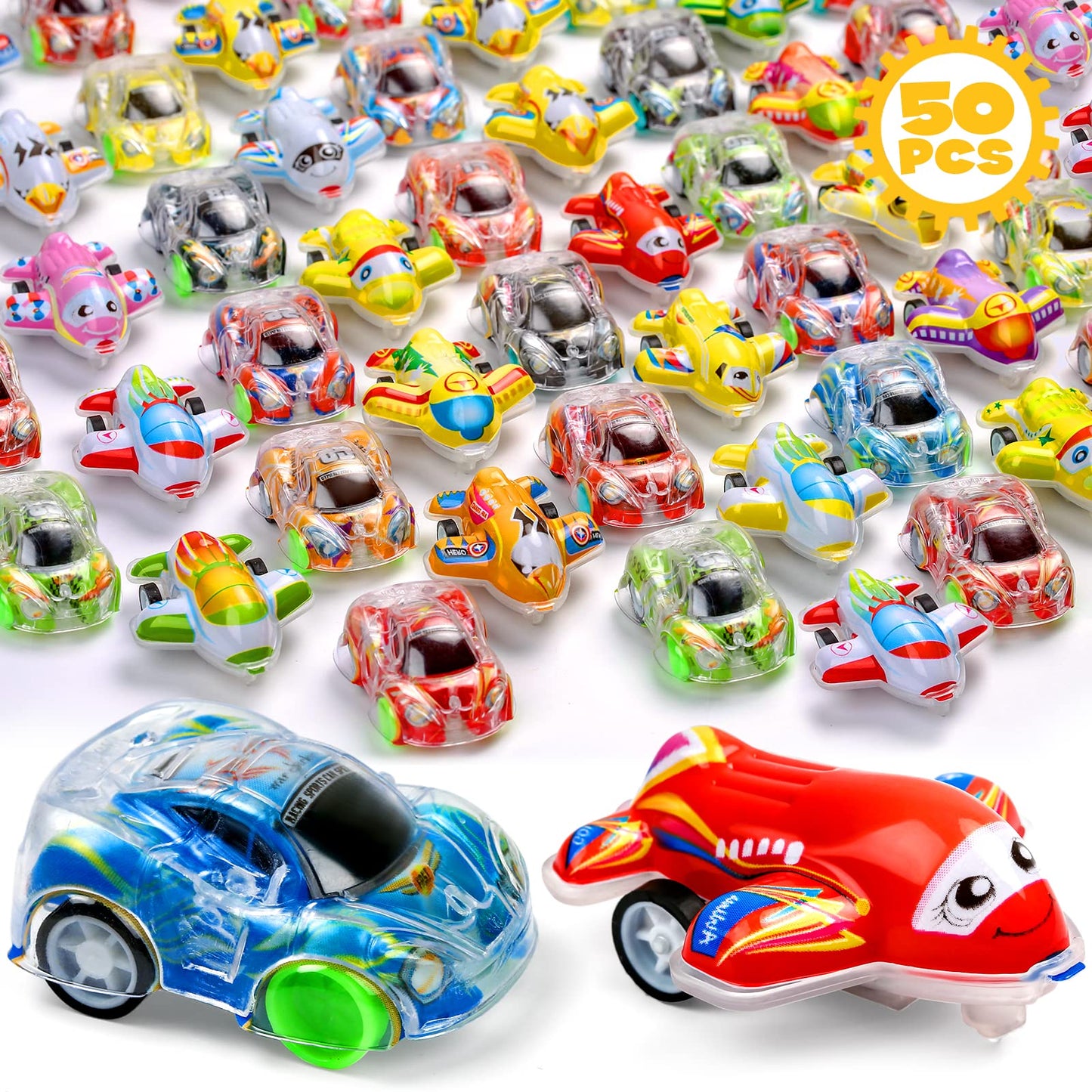 Buauty 50 Pcs Mini Pull Back Cars & Airplanes – Party Favors & Prizes