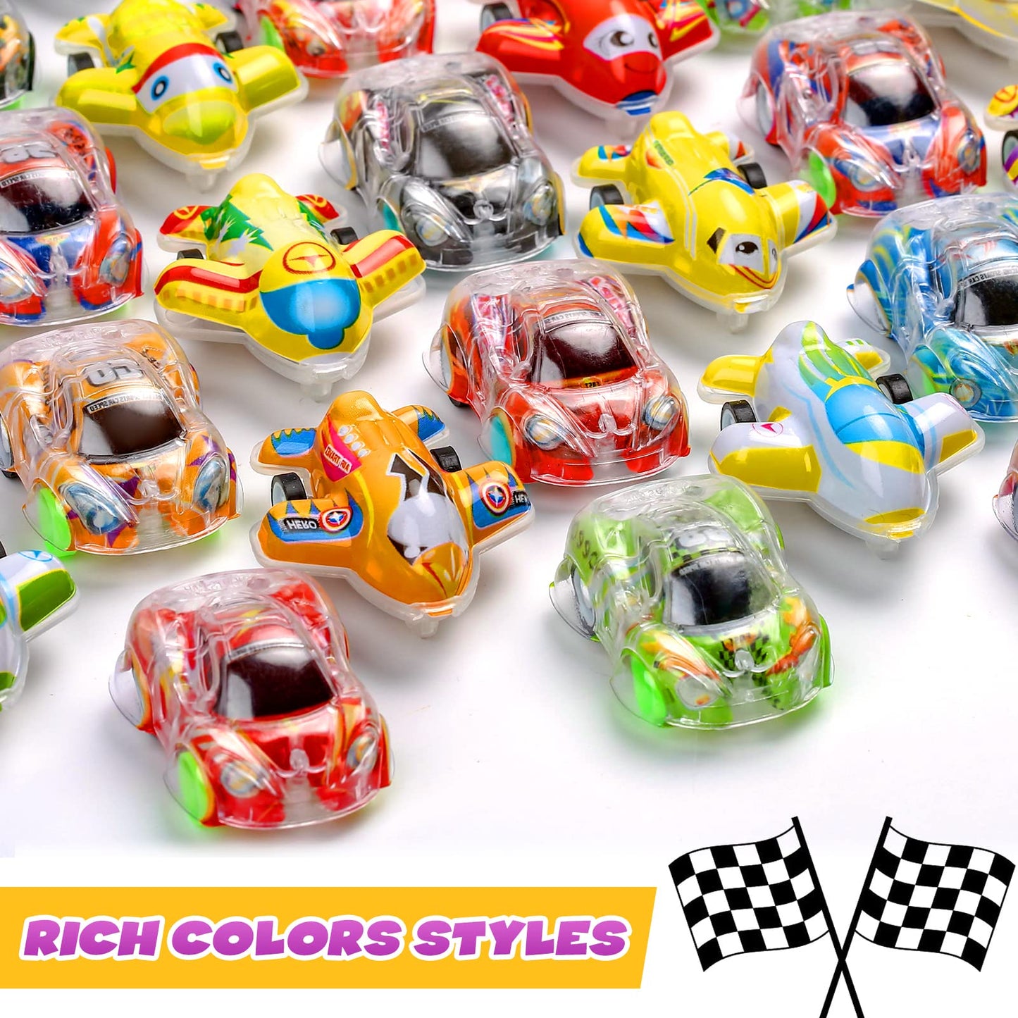 Buauty 50 Pcs Mini Pull Back Cars & Airplanes – Party Favors & Prizes