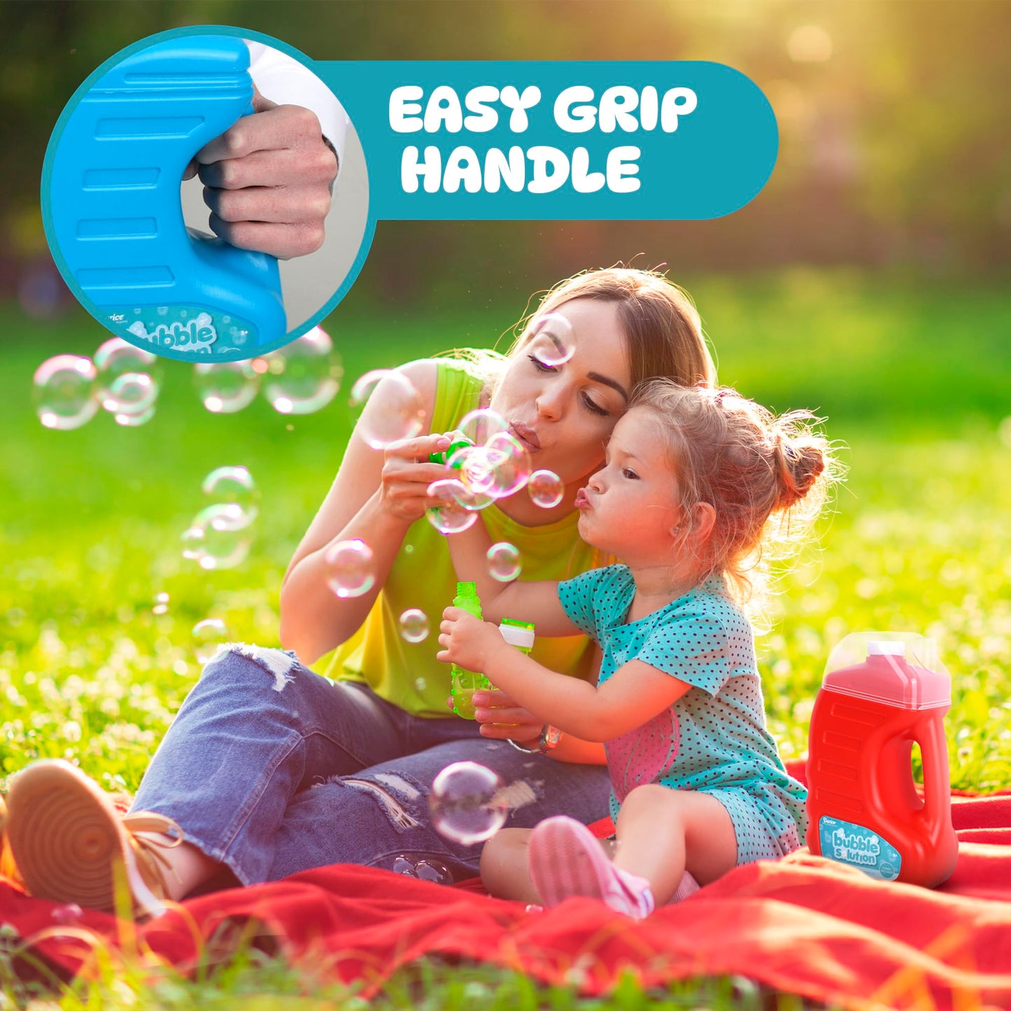 Bubble Play Darice Bubble Solution 4 Pack (256 oz) – Non-Toxic Refill for Bubble Machines & Wands, 8 Big Wands Included
