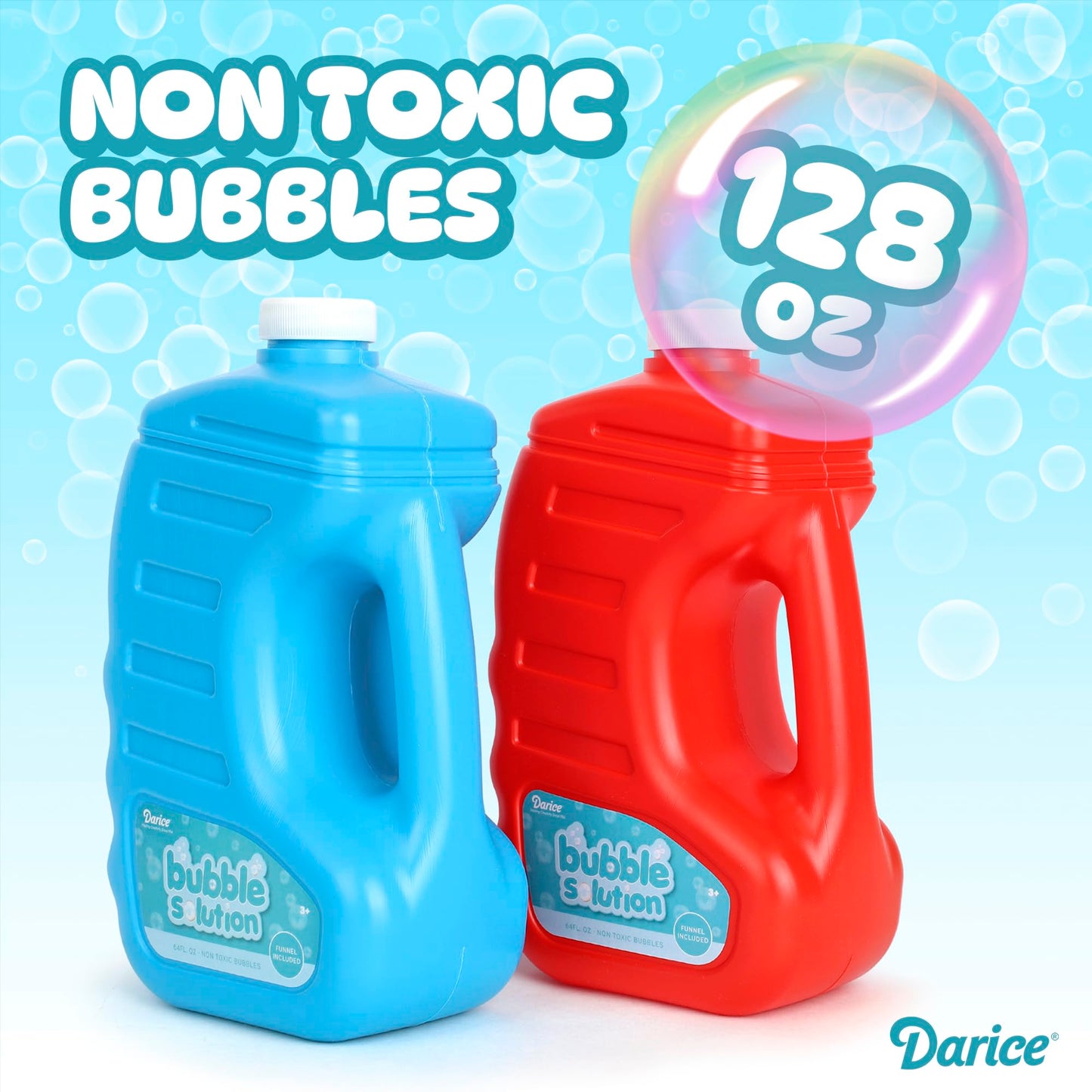Bubble Play Darice 2-Pack 128oz Bubble Solution – Non-Toxic, 4 Big Wands Included