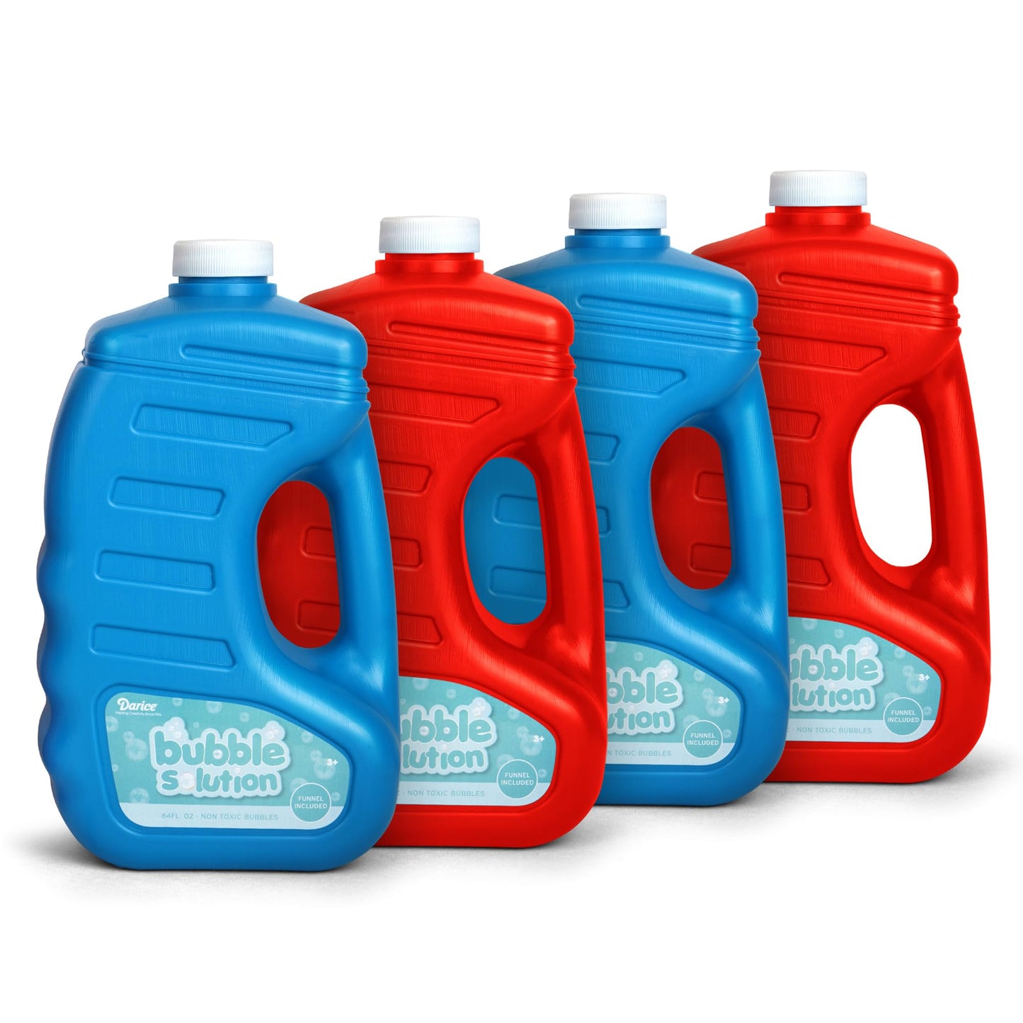 Bubble Play Darice Bubble Solution 4 Pack (256 oz) – Non-Toxic Refill for Bubble Machines & Wands, 8 Big Wands Included