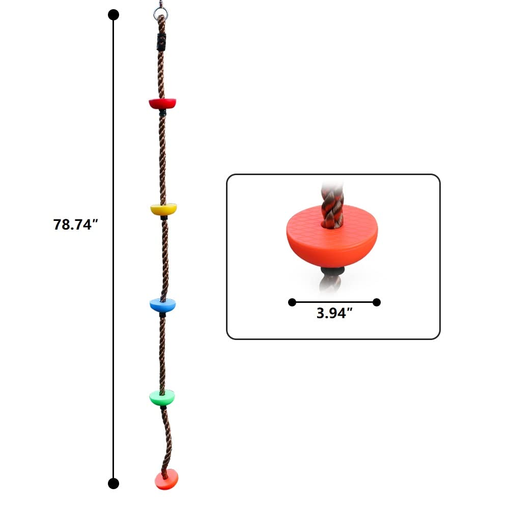BUBBLEBAY 6.56ft Climbing Rope Swing with Treads – Indoor/Outdoor Play Accessory
