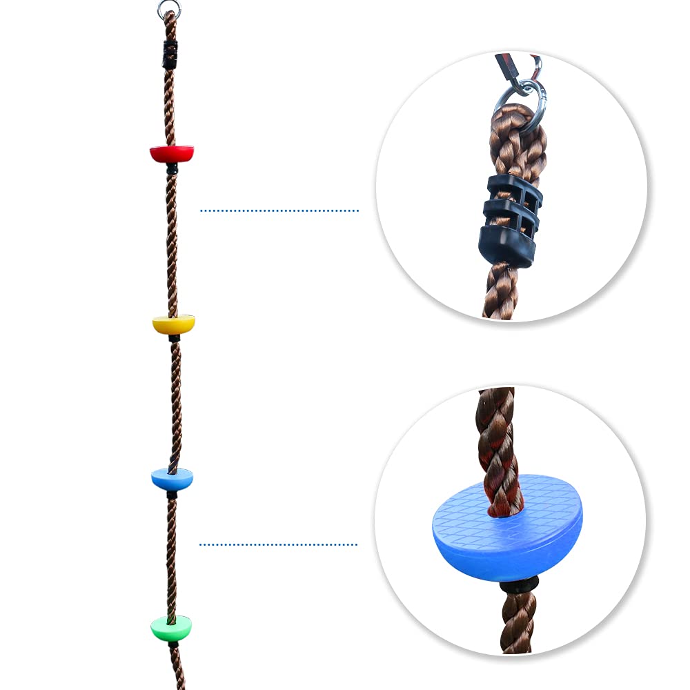 BUBBLEBAY 6.56ft Climbing Rope Swing with Treads – Indoor/Outdoor Play Accessory