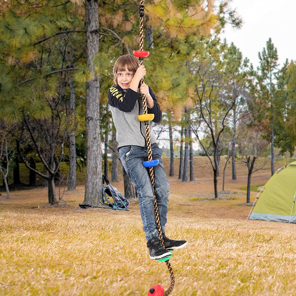 BUBBLEBAY 6.56ft Climbing Rope Swing with Treads – Indoor/Outdoor Play Accessory