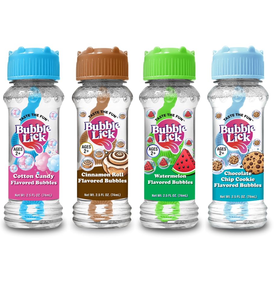 Bubble Lick Variety 4-Pack – Cinnamon Roll, Watermelon, Cookie, Cotton Candy | USA Made
