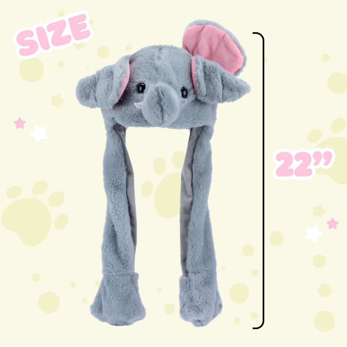 Bubblepompom Elephant Hat with Moving Ears – Plush Kids Hat for Photos, Cosplay, and Party Fun