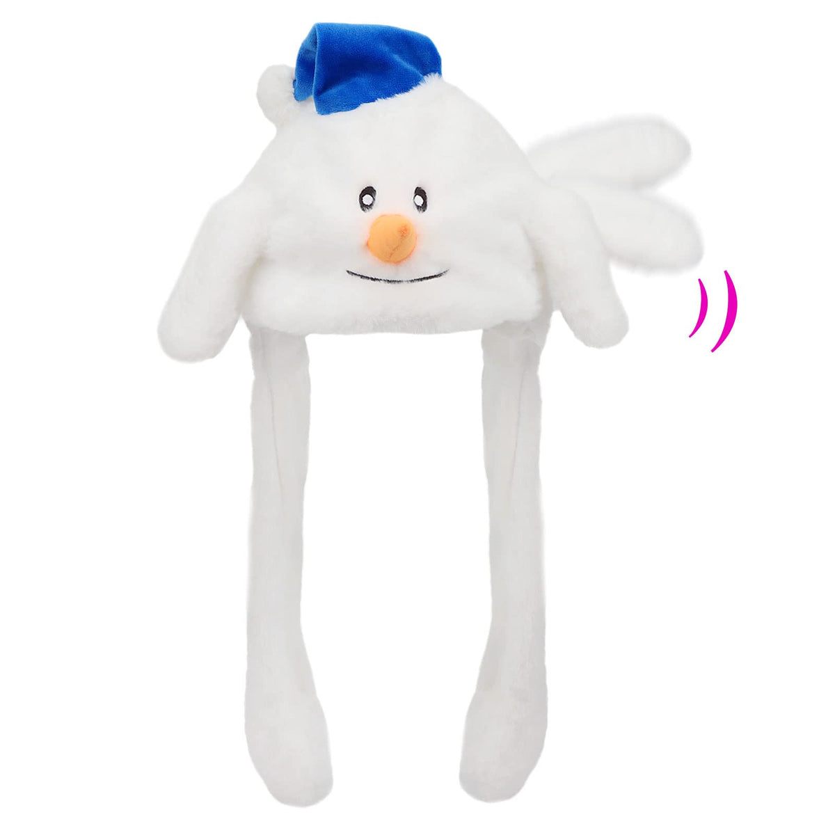 Bubblepompom Snowman Hat with Moving Ears – 22-Inch Plush Xmas Hat for Kids