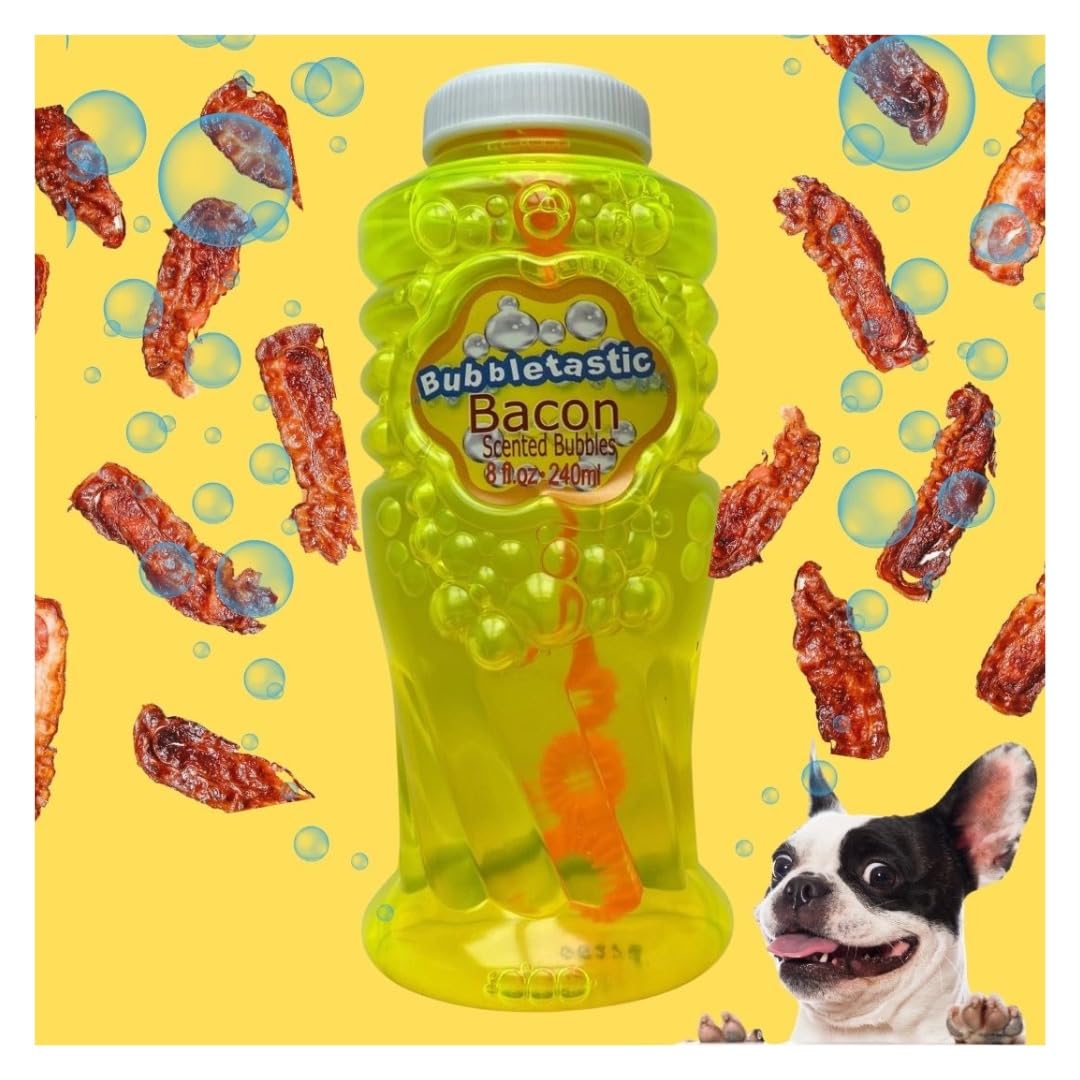 Bubbletastic Bacon Bubble Machine for Dogs – Free 8oz Bacon Bubbles Included