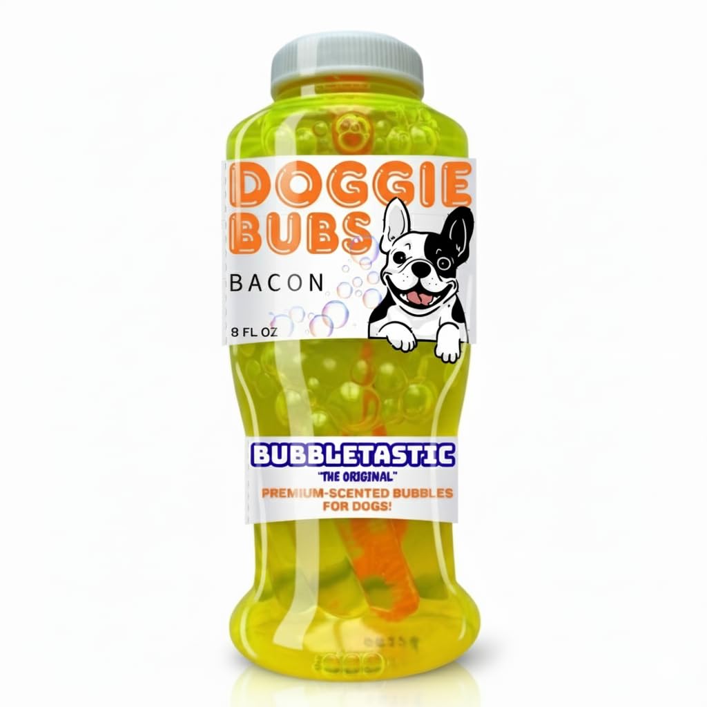 Bubbletastic Bacon Bubbles for Dogs - 8oz Tear-Free, Non-Toxic, USA