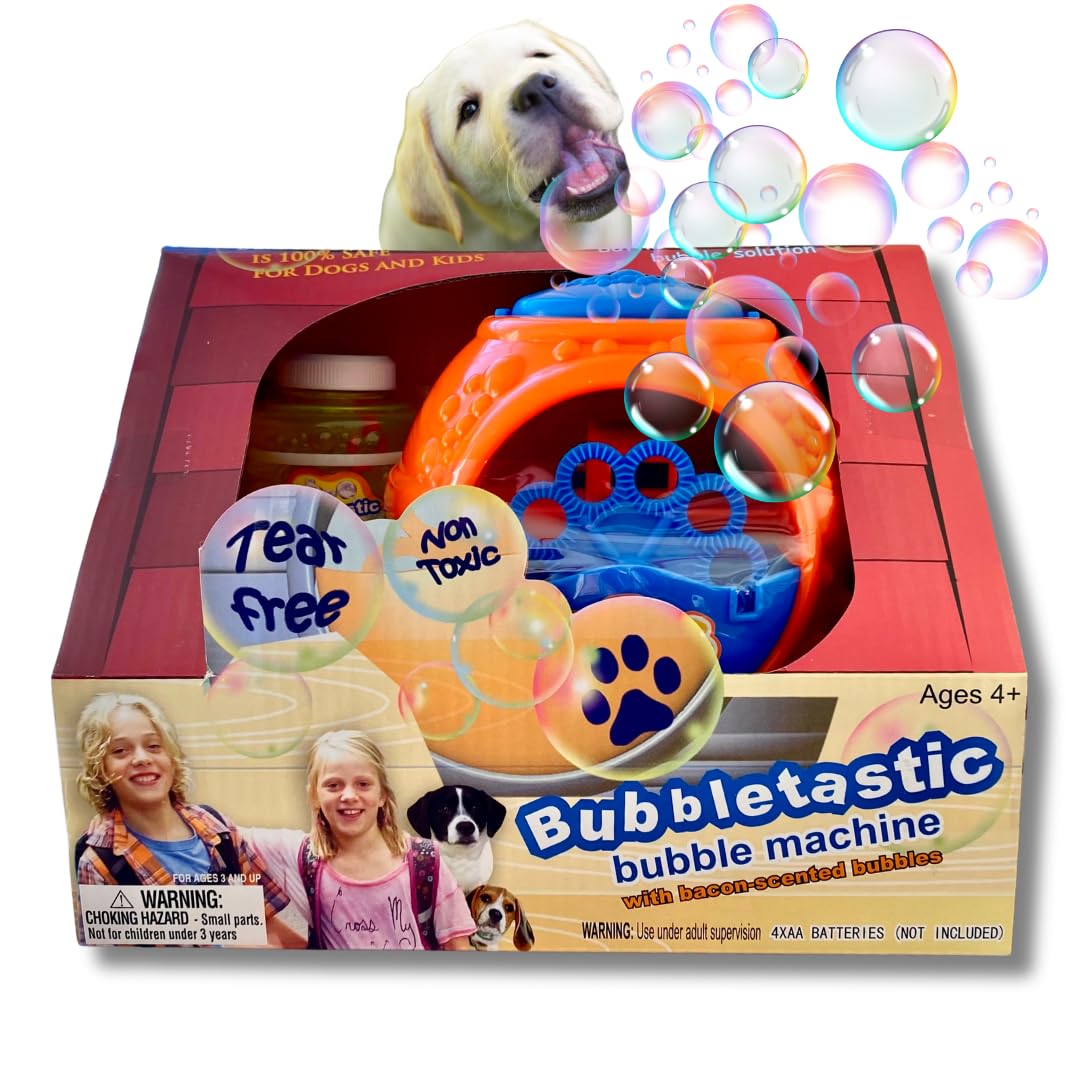 Bubbletastic Bacon Bubble Machine for Dogs – Free 8oz Bacon Bubbles Included