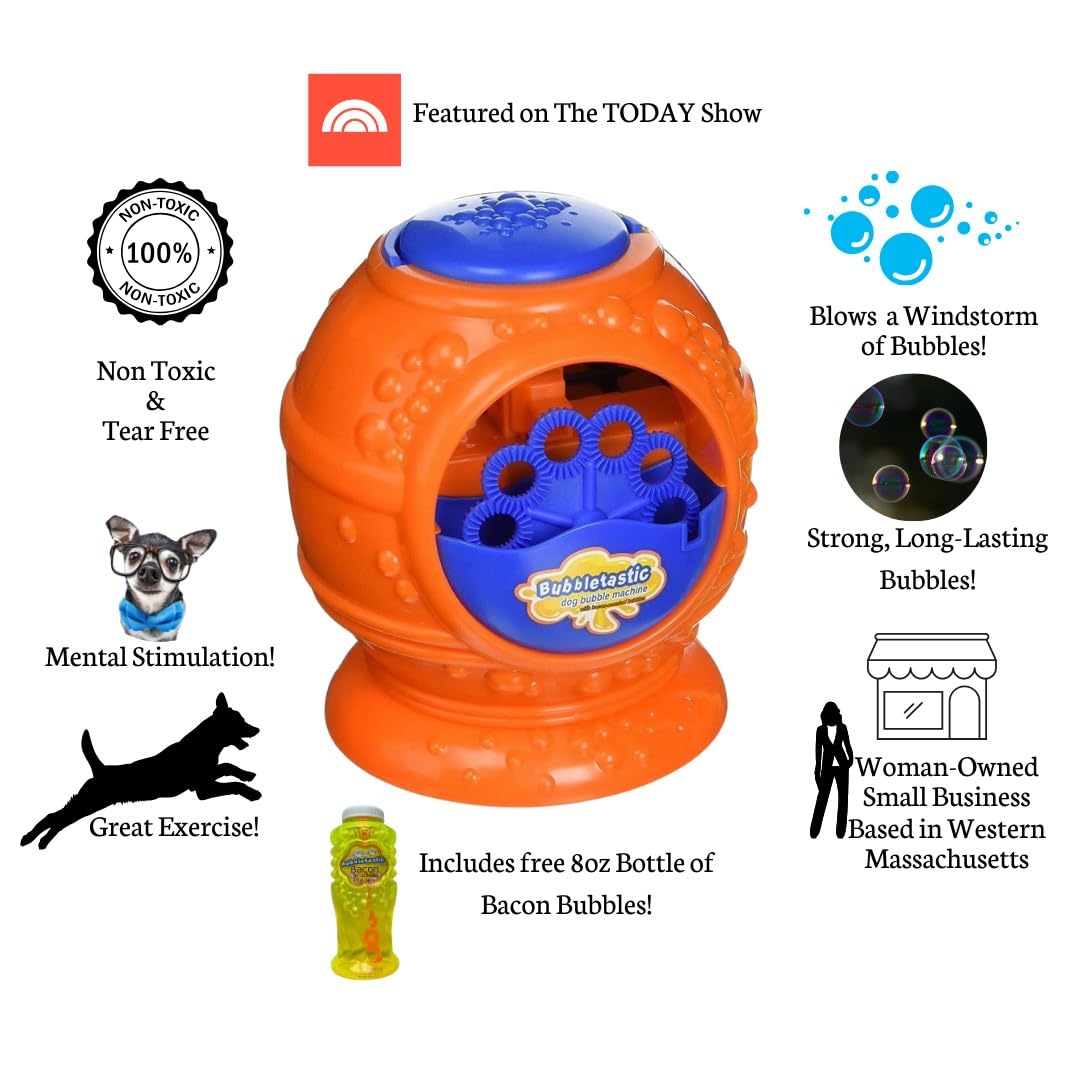 Bubbletastic Bacon Bubble Machine for Dogs – Free 8oz Bacon Bubbles Included