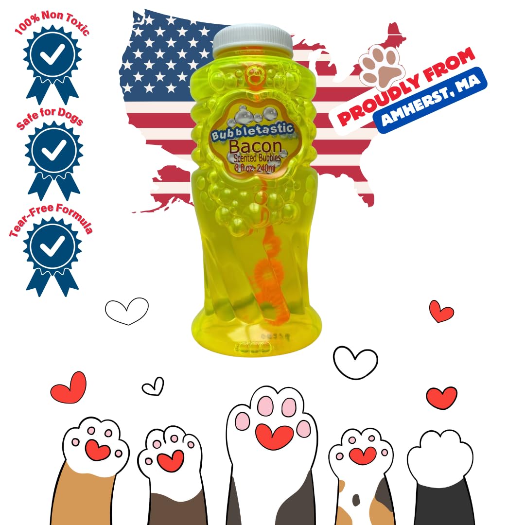 Bubbletastic Bacon Bubbles for Dogs - 8oz Tear-Free, Non-Toxic, USA