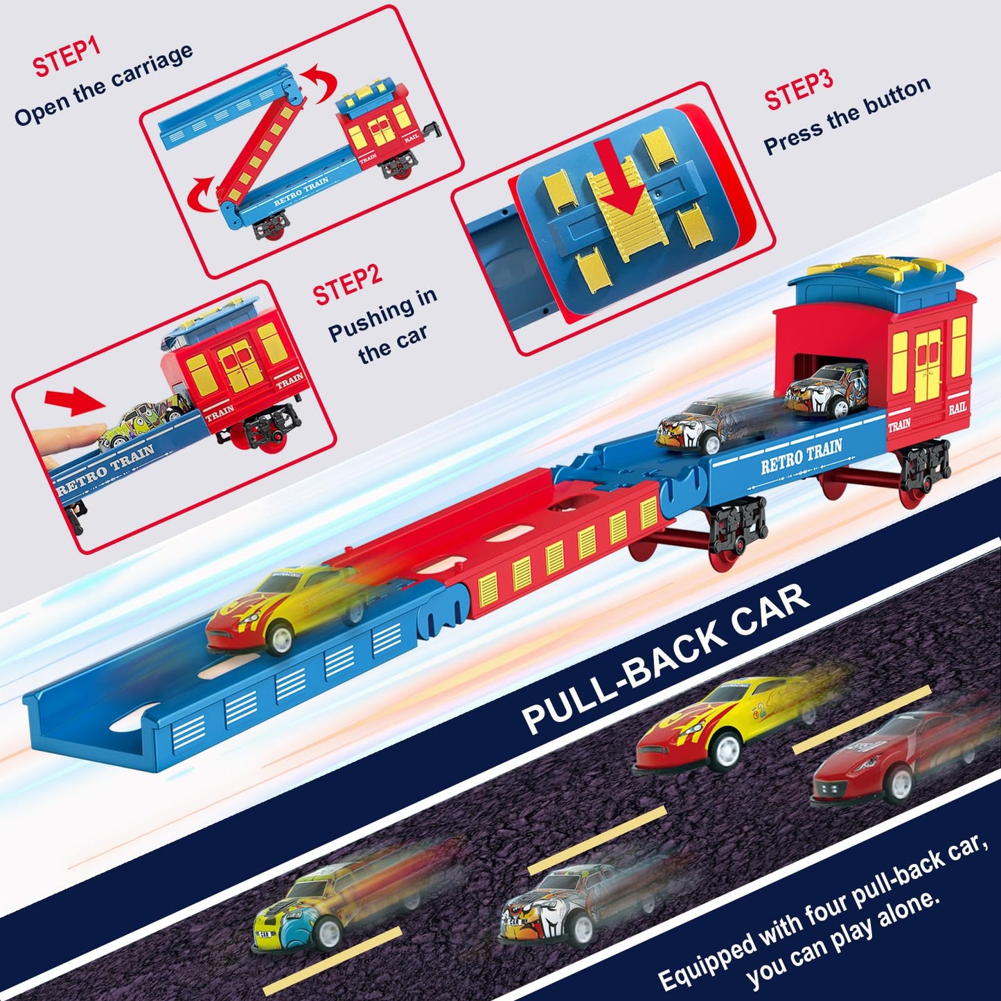 BUBUQE USB Rechargeable Electric Train Set with Smoke, Lights & Sound (Ages 3-8)