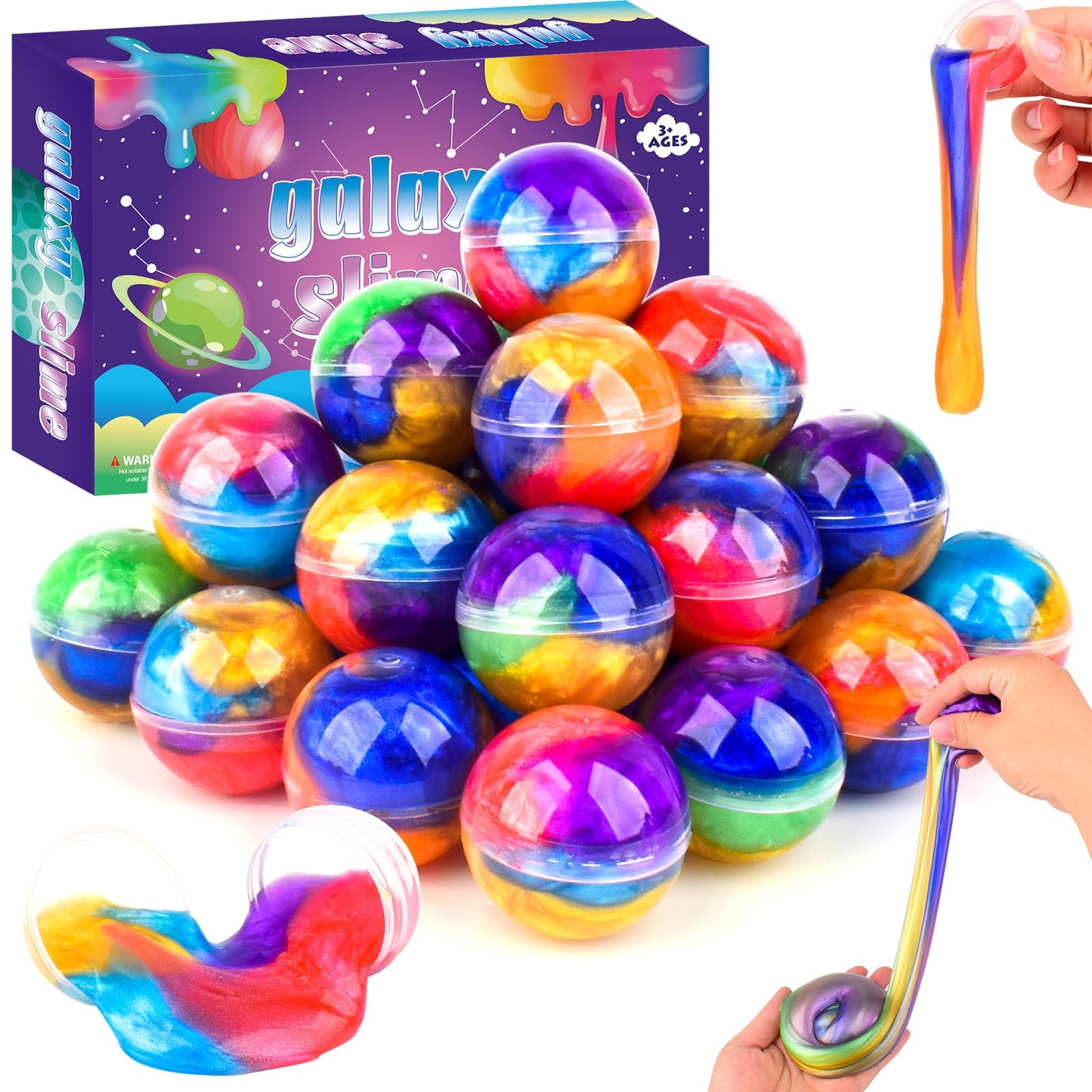 Bucaikein Galaxy Slime Balls – 36 Pack Non-Sticky Slime Toys for Classroom Prizes & Party Favors