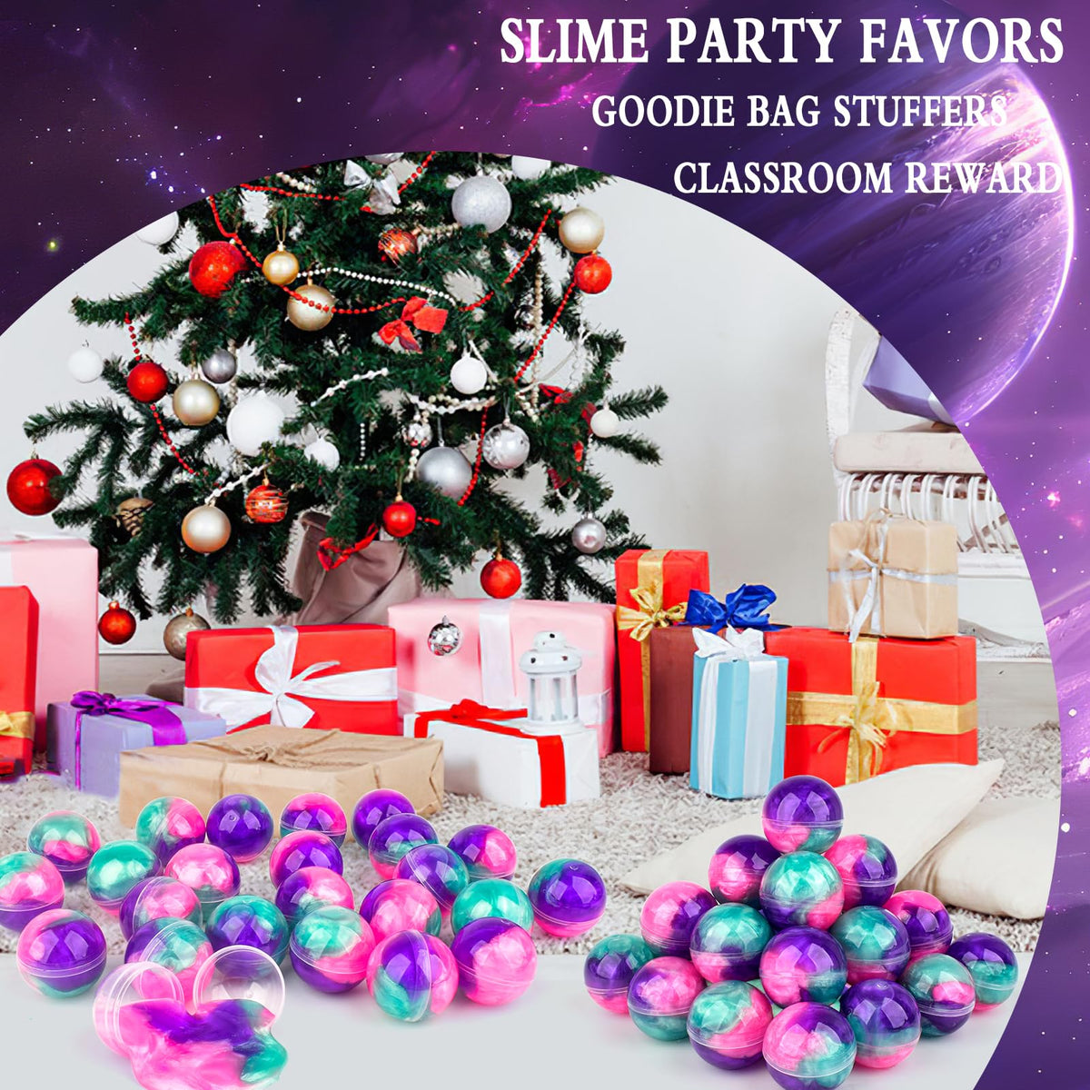 Bucaikein Galaxy Slime Balls – 24 Pack, Stretchy & Mess-Free Kids Toys