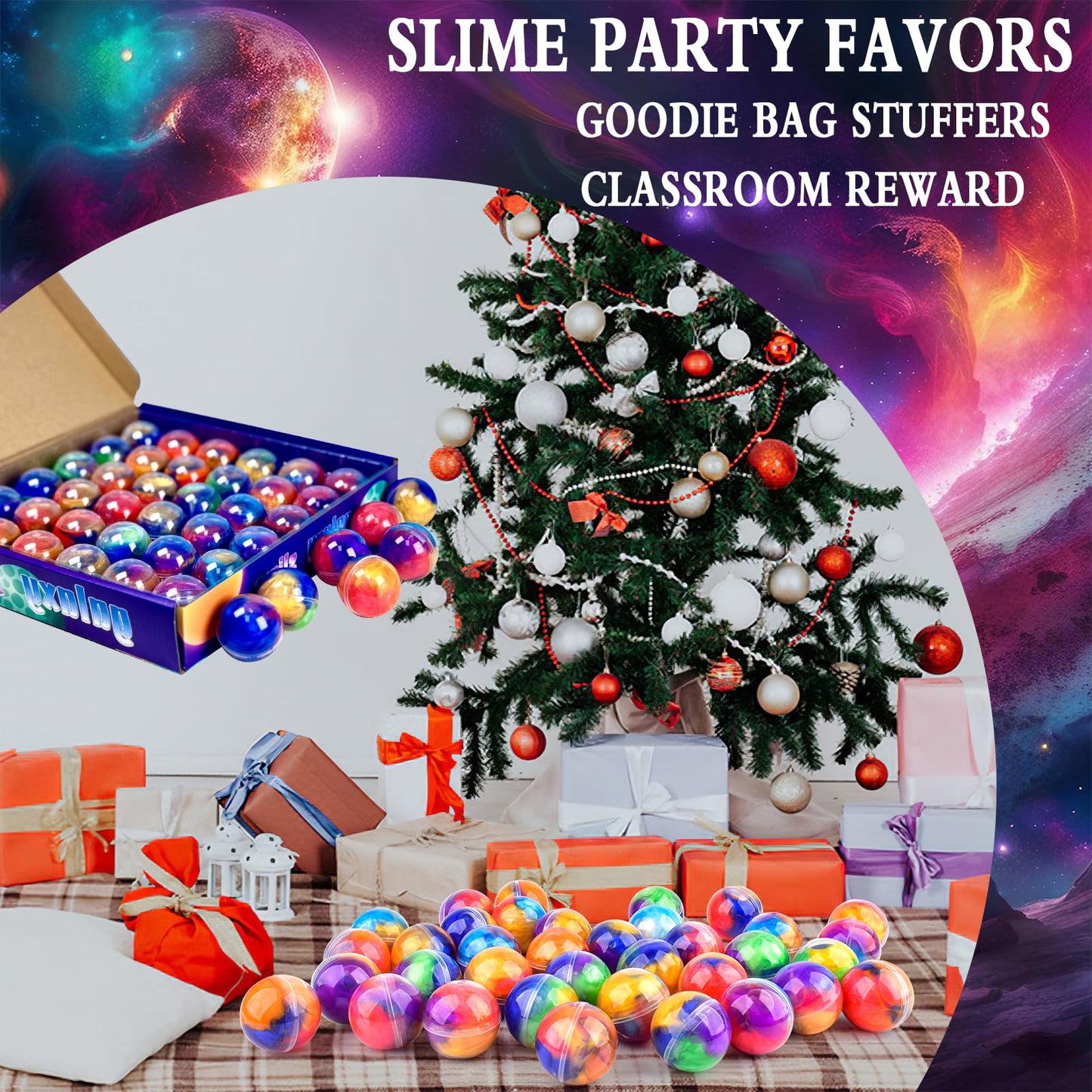 Bucaikein Galaxy Slime Balls – 36 Pack Non-Sticky Slime Toys for Classroom Prizes & Party Favors