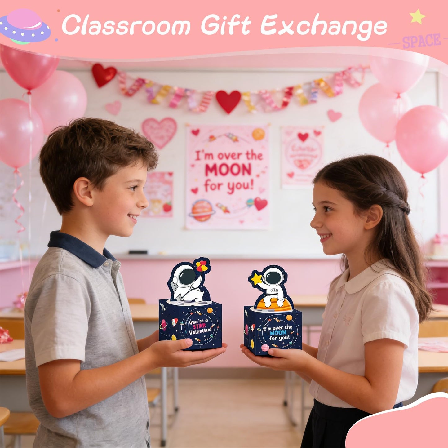 Bucaikein 24-Pack Galaxy Slime Gift Box | Valentine Cards & Fidget Toys