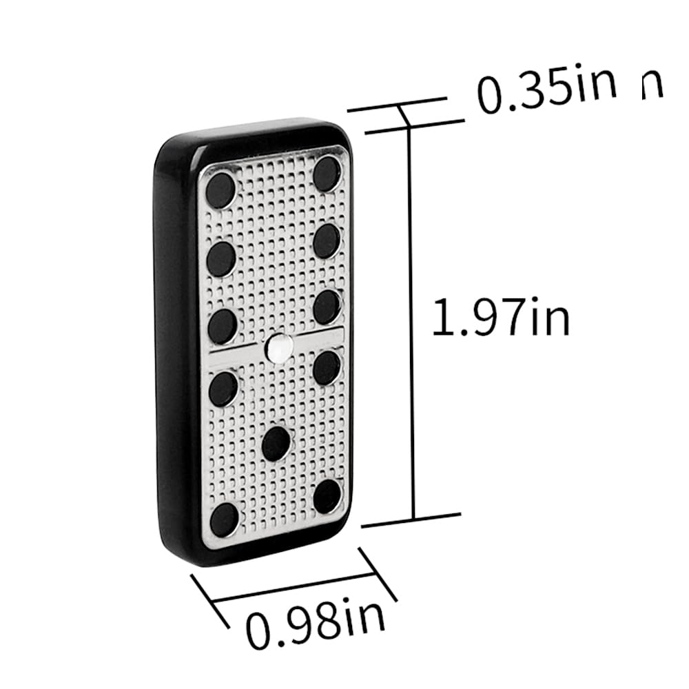 Bucher&Rossini Metal Surface Dominoes Set Double 6 – Black Tiles with Leather Case