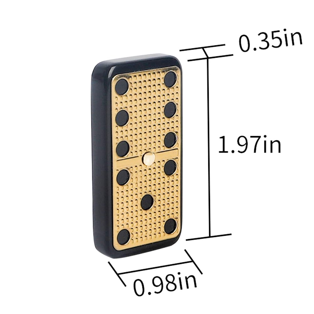 Bucher&Rossini Metal Surface Dominoes Set – Double 6, Gold Finish for Family Game Night