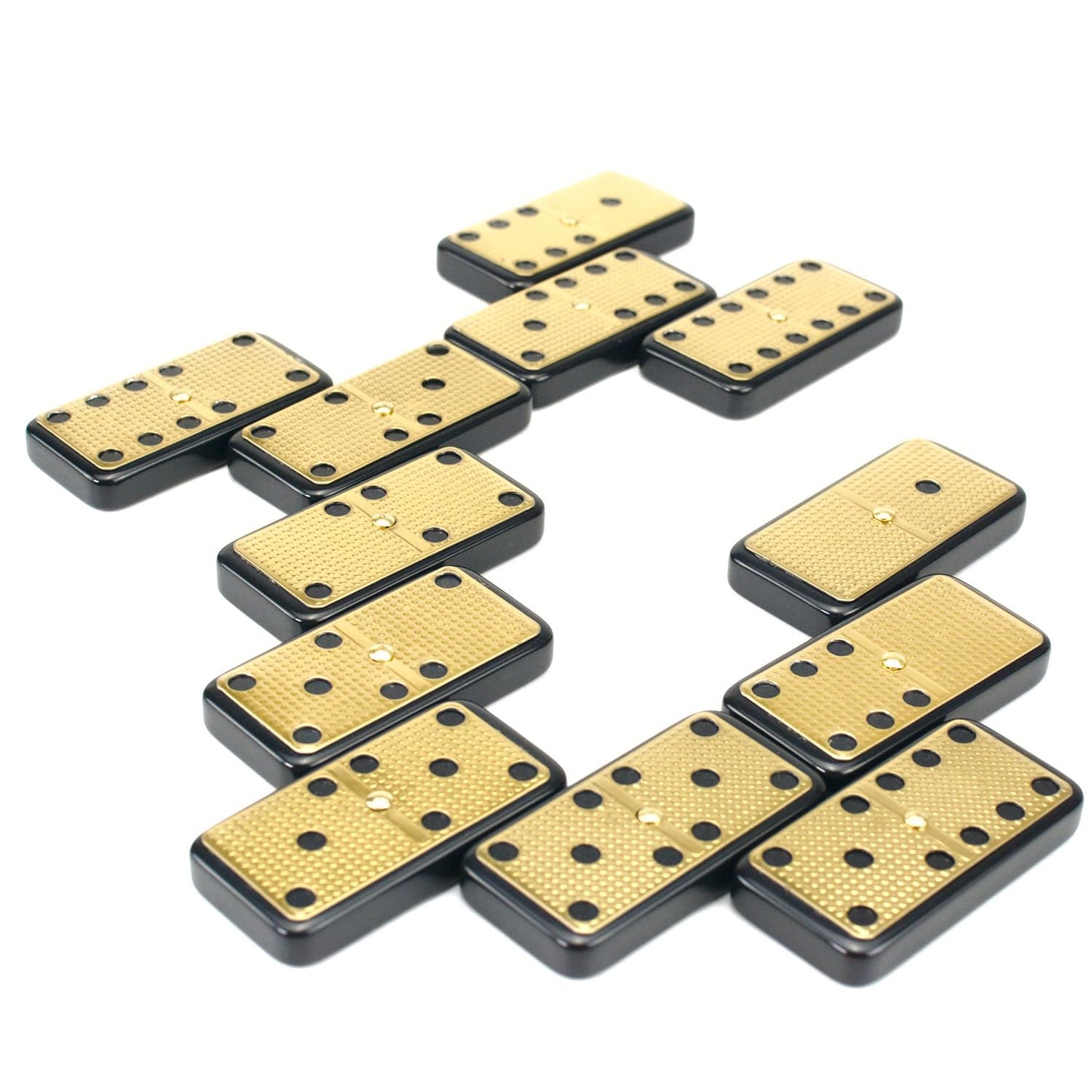 Bucher&Rossini Metal Surface Dominoes Set – Double 6, Gold Finish for Family Game Night
