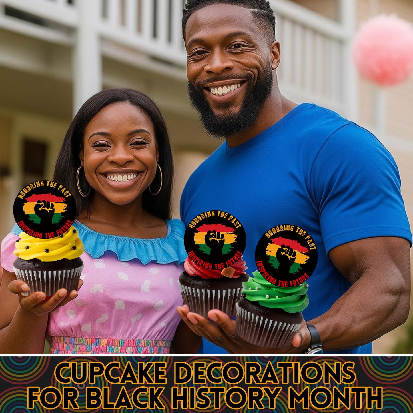 Bucherry 24 Pcs Black History Cupcake Toppers - Acrylic Cake Decorations