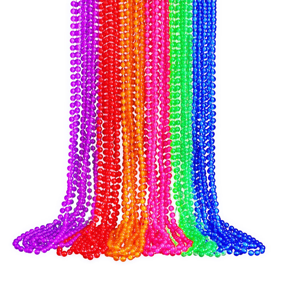 Bucherry 30 Pcs Neon Glow Mardi Gras Beads — Light Up 6 Colors, 33in Necklaces
