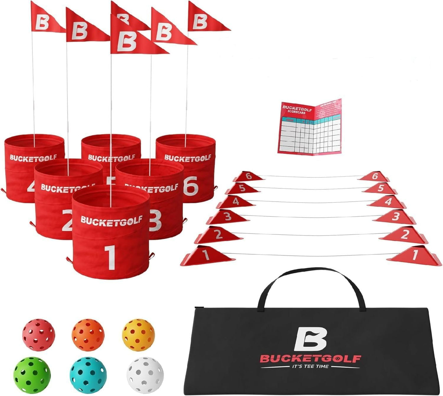 bucketgolf – The Original Ultimate Backyard Lawn Golf Game | 6-Hole Portable Family Set