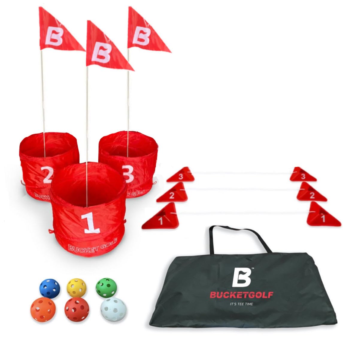 bucketgolf Original Game 3-Hole Travel Set – Backyard Golf for Adults | Portable Outdoor Fun