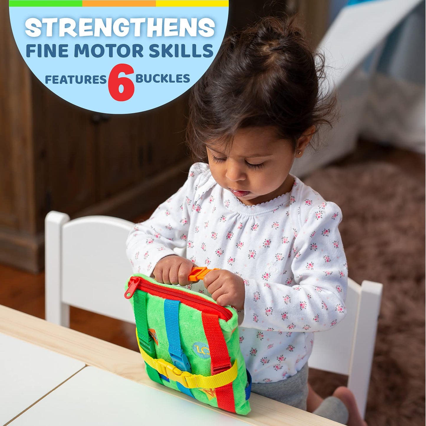 Buckle Toys Buster Square – Learning Activity Toy for Fine Motor Skills, Problem Solving, and Travel Fun