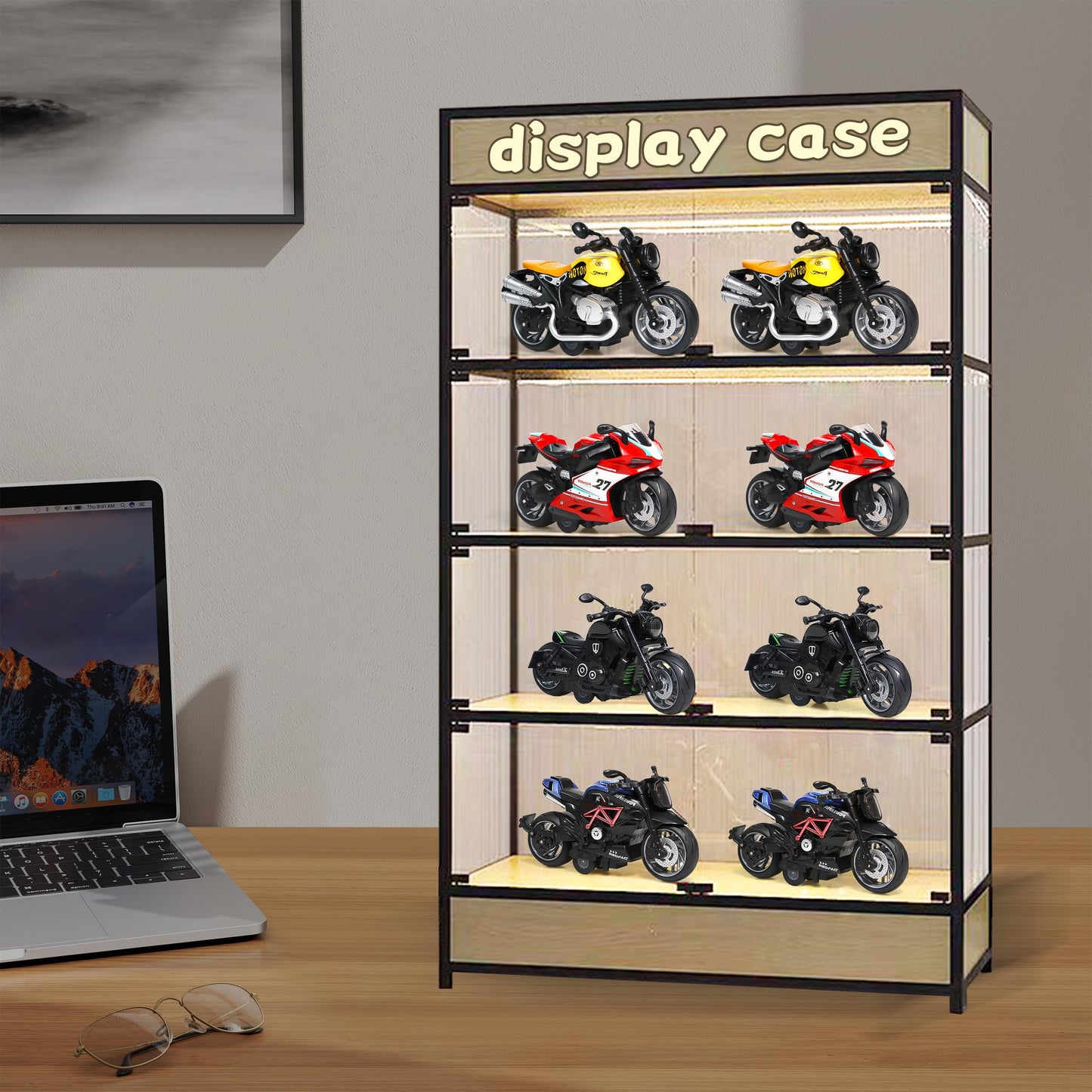 BUDARUNS 4 Pack Friction-Powered Alloy Motorcycle Toys – 1:12 Scale Diecast Pull-Back Cars with Lights & Sounds