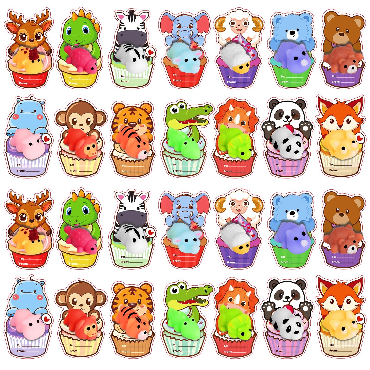 Budbof 28-Pack Valentines Mochi Squishies with Cards | Classroom Gifts & Party Favors