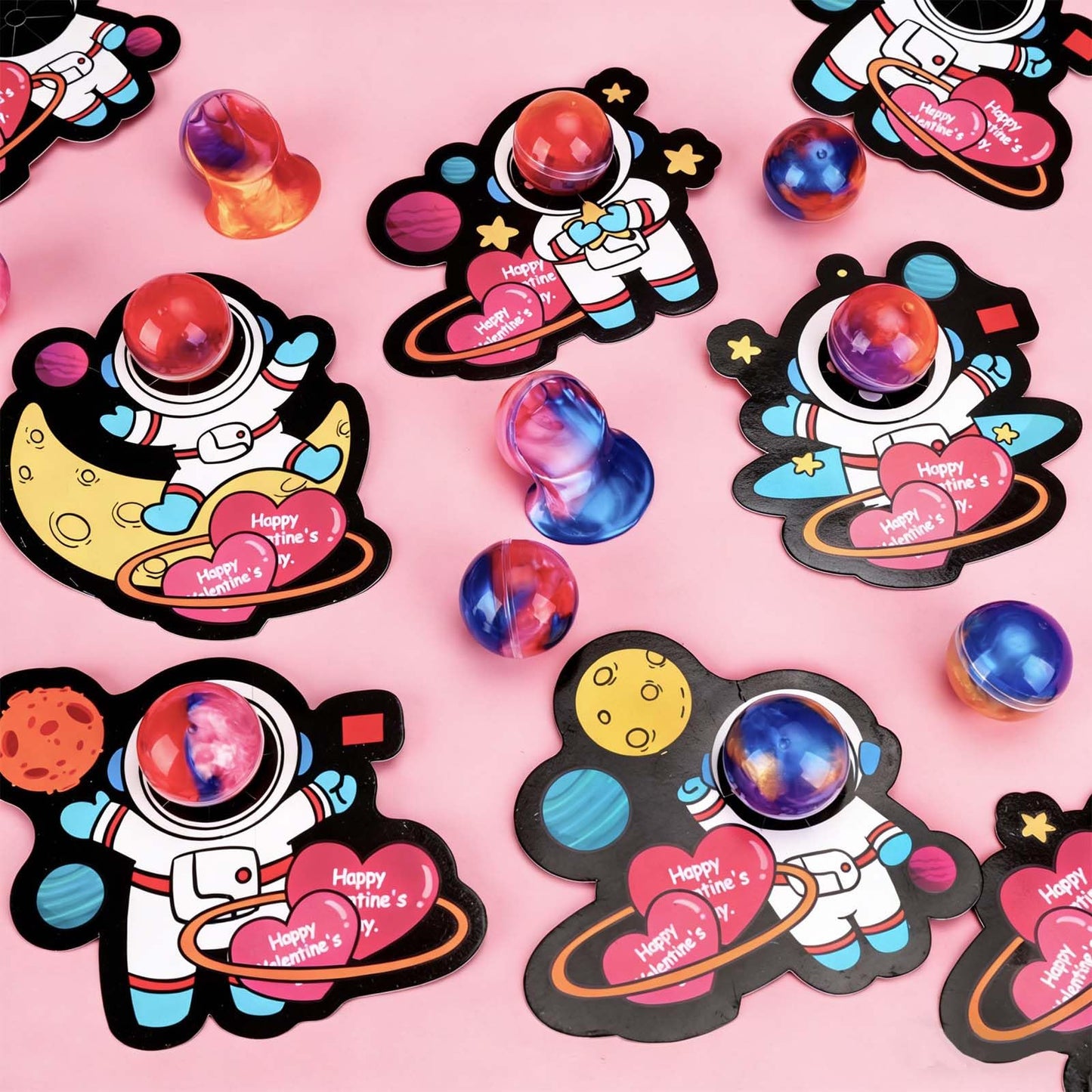 Budbof 28-Pack Galaxy Slime Valentines Cards for Kids – Classroom Valentine Gifts & Party Favors