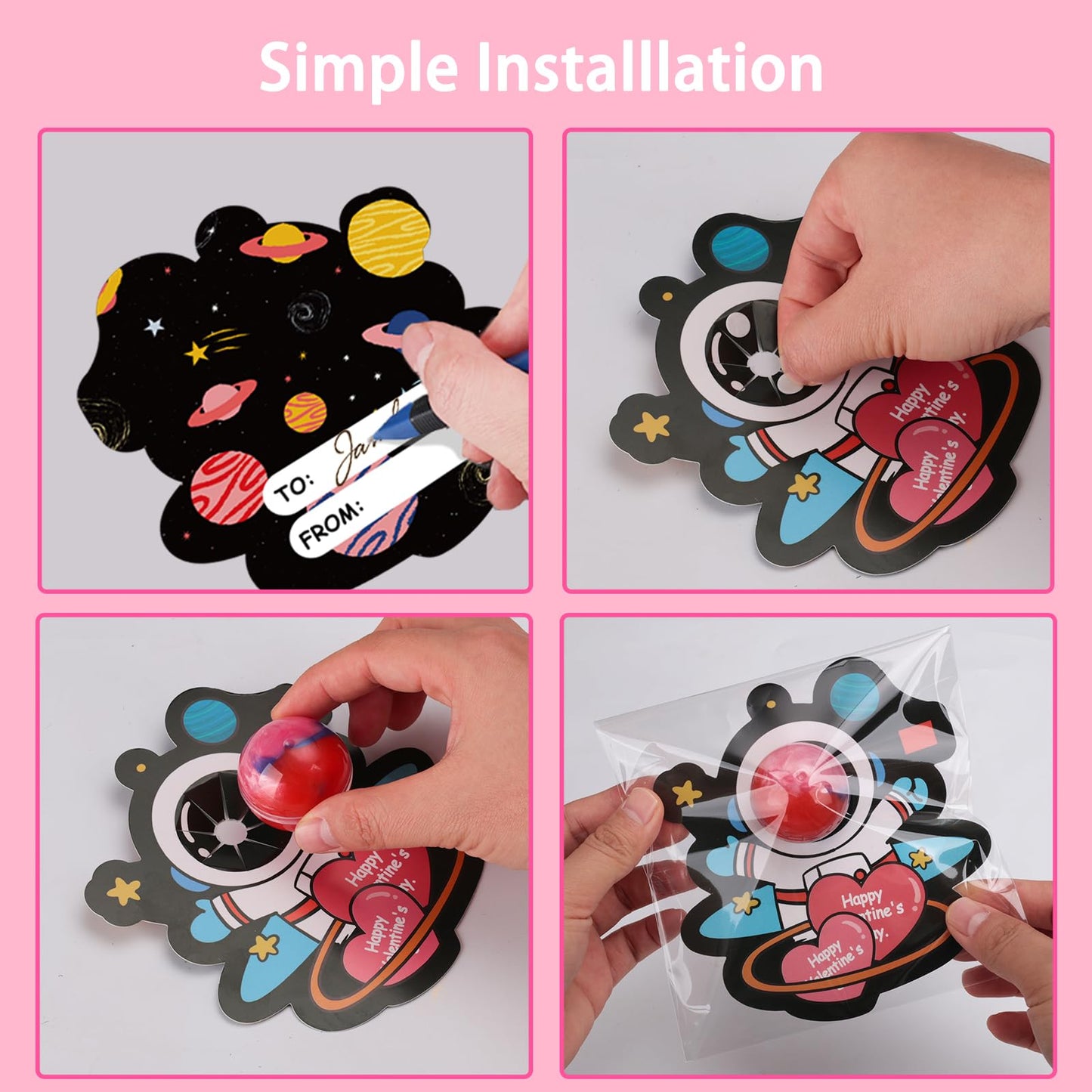Budbof 28-Pack Galaxy Slime Valentines Cards for Kids – Classroom Valentine Gifts & Party Favors