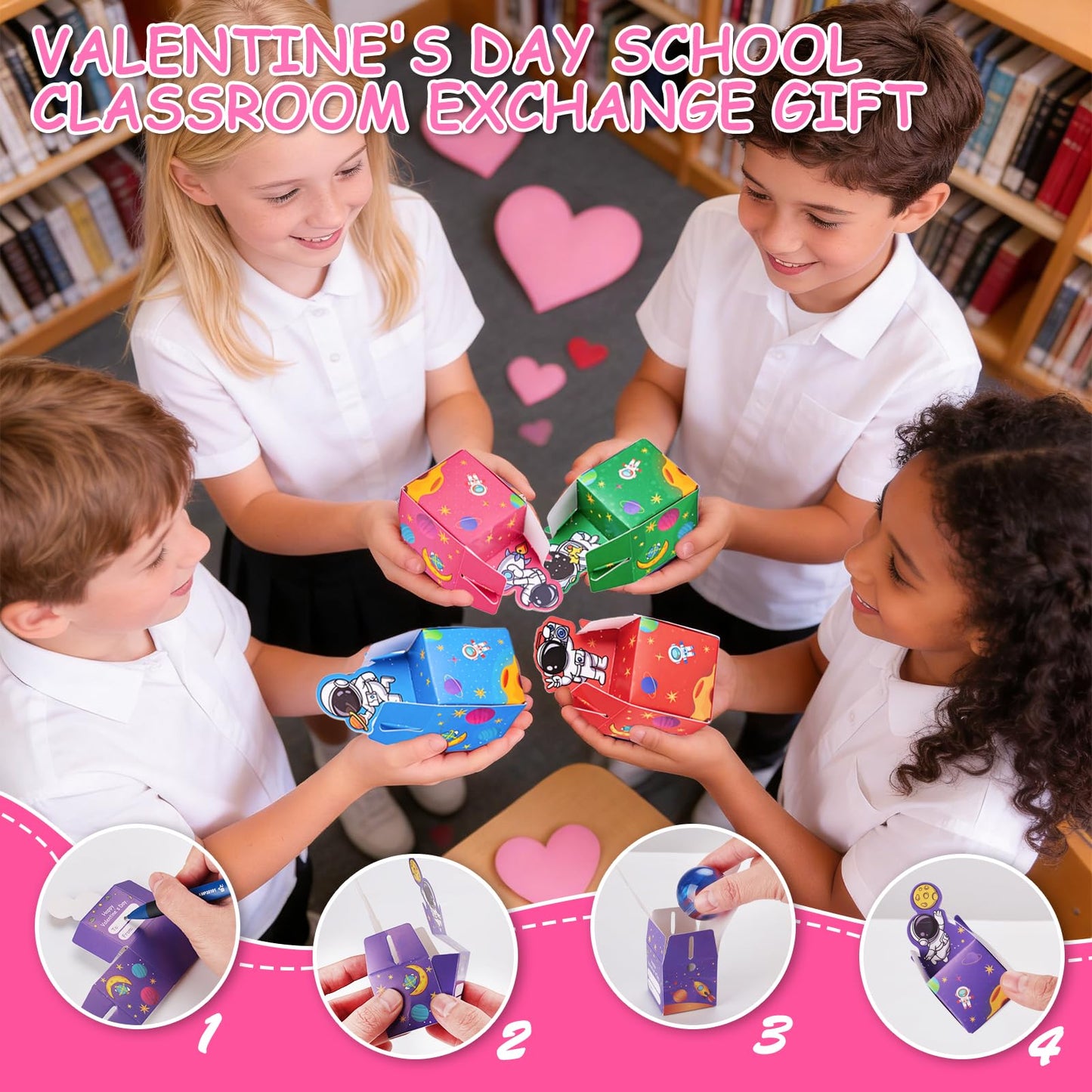 Budbof 28-Pack Galaxy Slime Gift Set with Space-Themed Valentines Boxes | Classroom Exchange