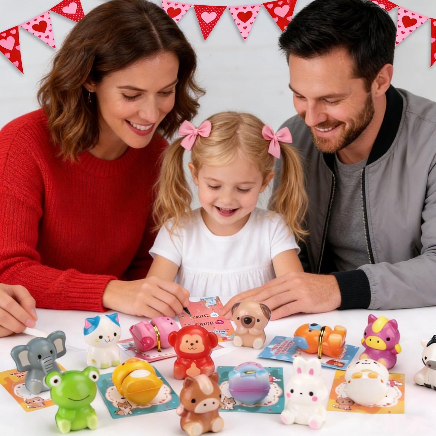 Budbof Valentines Day Gifts for Kids – 24-Pack Animal Squishy Toys & Cards