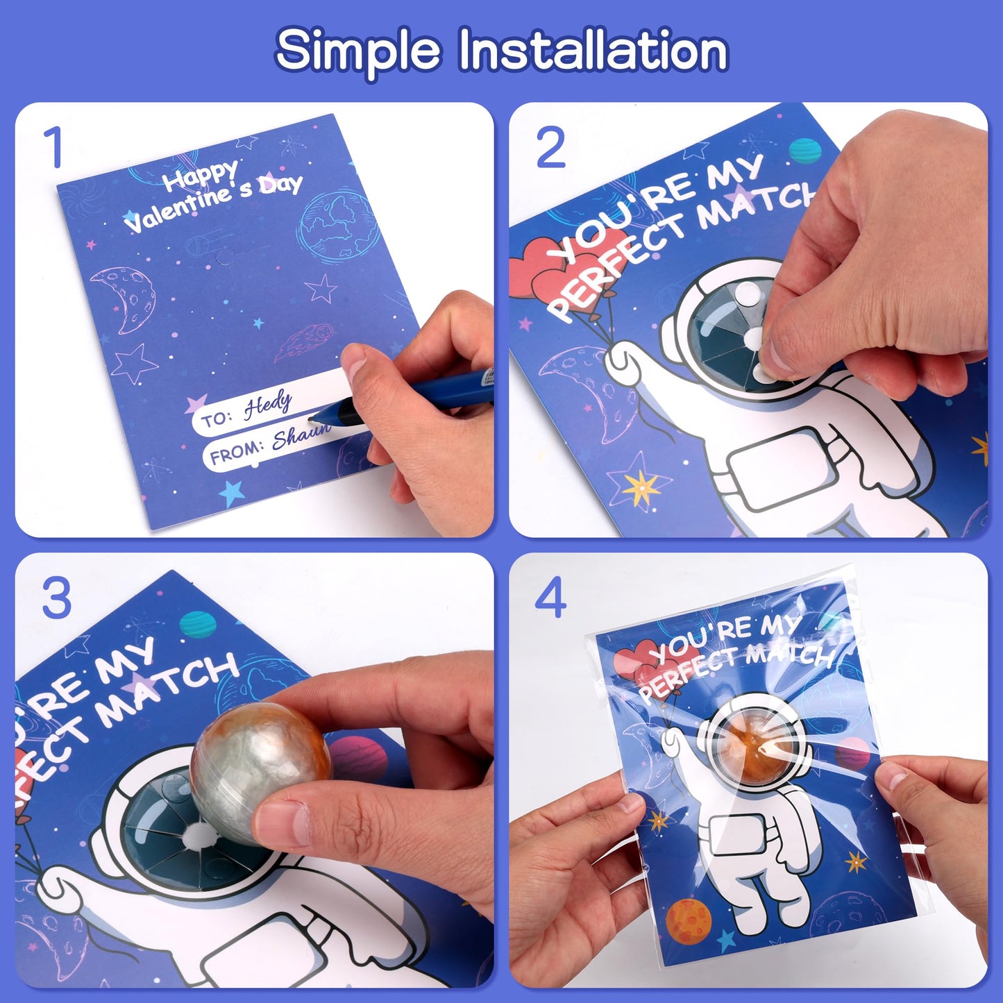 Budbof 28-Pack Galaxy Slime Valentines Gift Set for Kids – Space-Themed Cards & Fidget Toys
