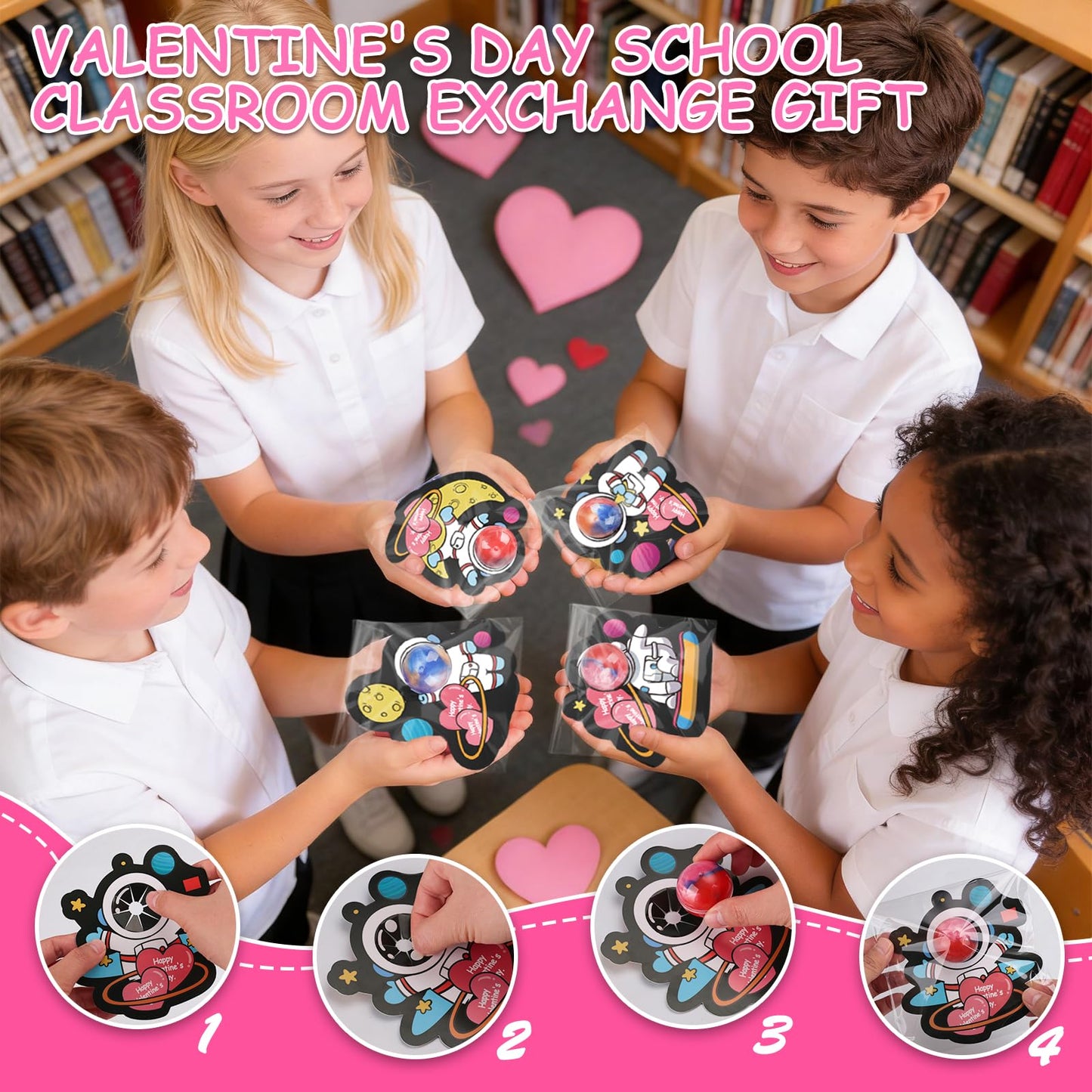 Budbof 28-Pack Valentines Galaxy Slime with Cards – Classroom Fidget Kit