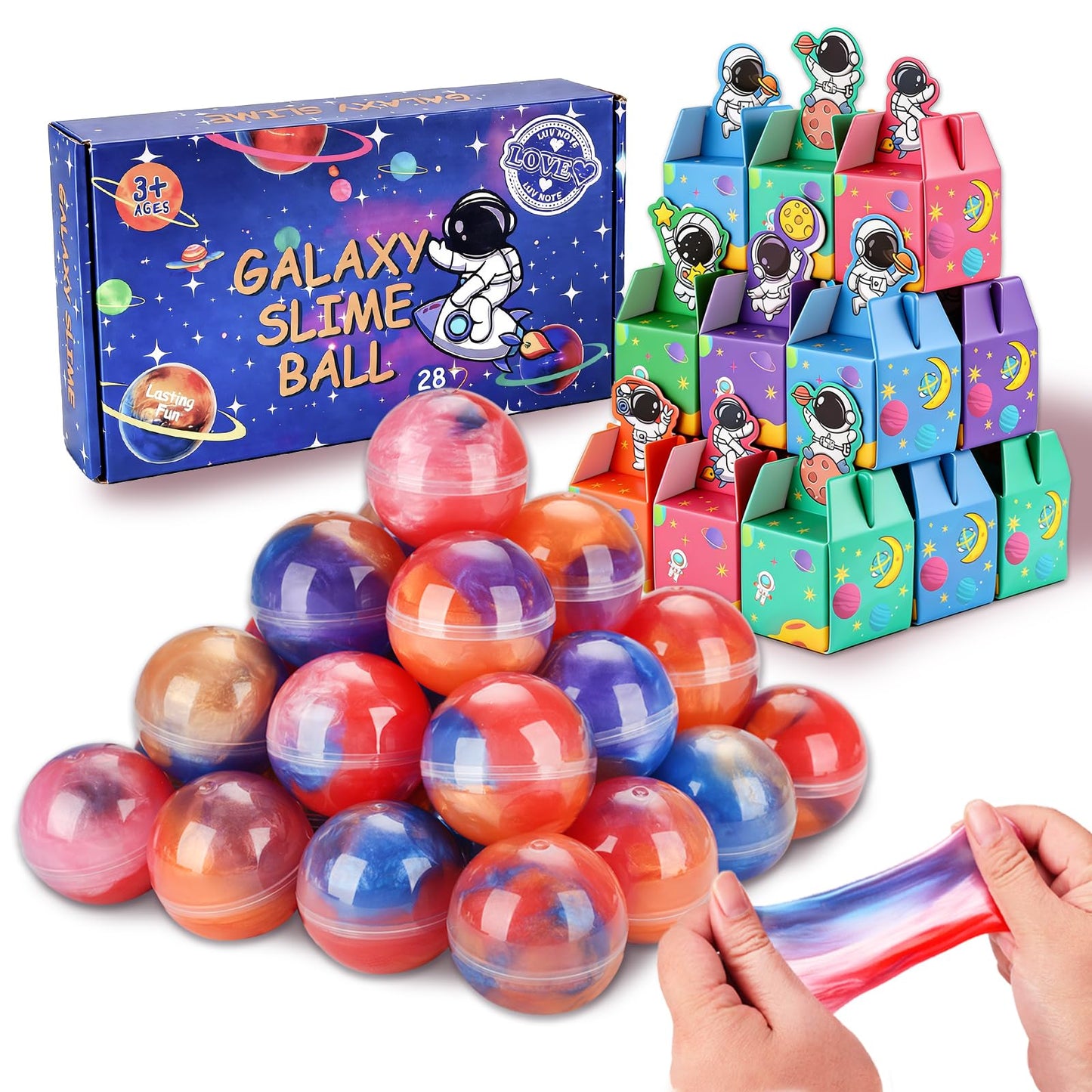 Budbof 28-Pack Galaxy Slime Gift Set with Space-Themed Valentines Boxes | Classroom Exchange