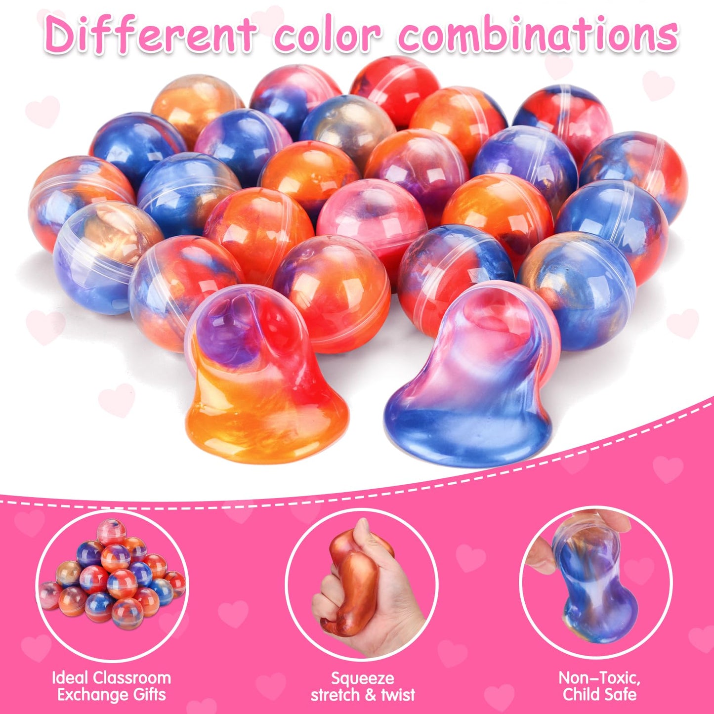 Budbof 28-Pack Valentines Galaxy Slime with Cards – Classroom Fidget Kit