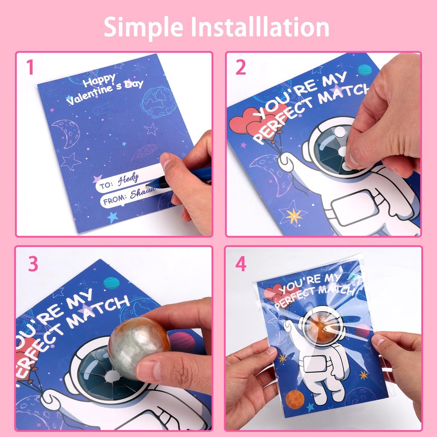 Budbof 28-Pack Galaxy Slime Valentines Day Cards for Kids – Space-Themed Classroom Gift Set