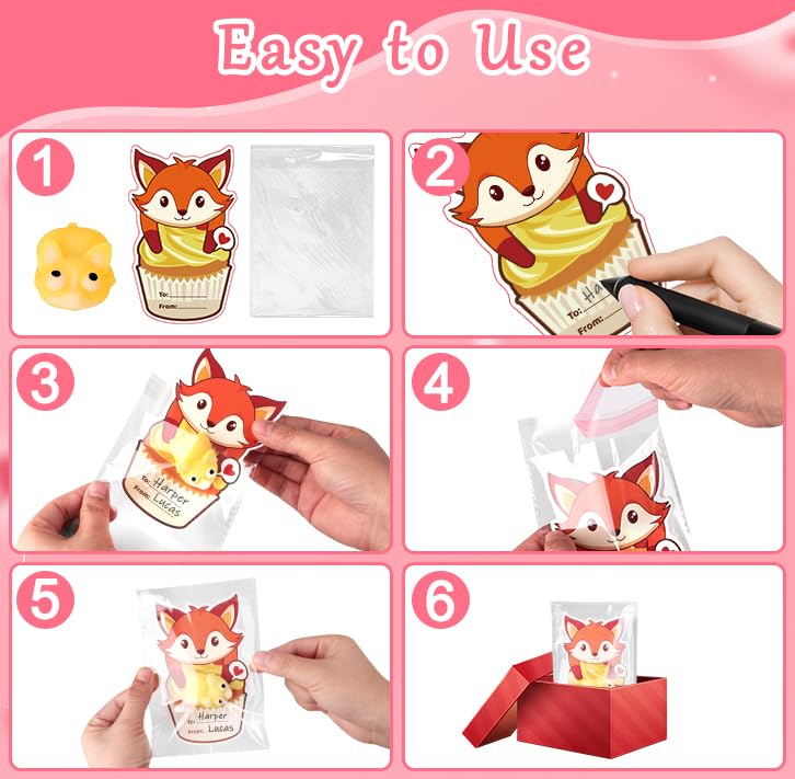 Budbof 28-Pack Valentines Day Gifts for Kids | Mochi Squishies & Cards Set
