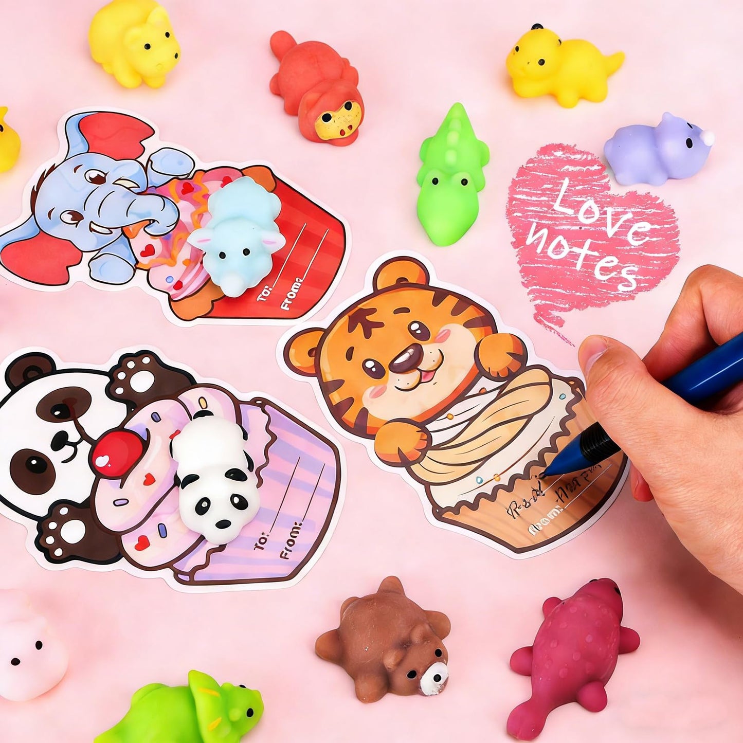 Budbof 28-Pack Valentines Mochi Squishies with Cards | Classroom Gifts & Party Favors