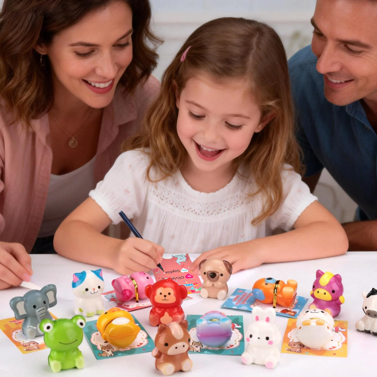 Budbof Valentines Day Gift Set for Kids – 24 Animal Squishy Toys + Cards