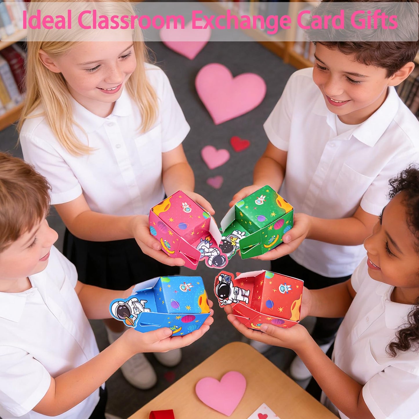 Budbof 28-Pack Valentines Galaxy Slime with Space Gift Boxes & Cards – Classroom Favors