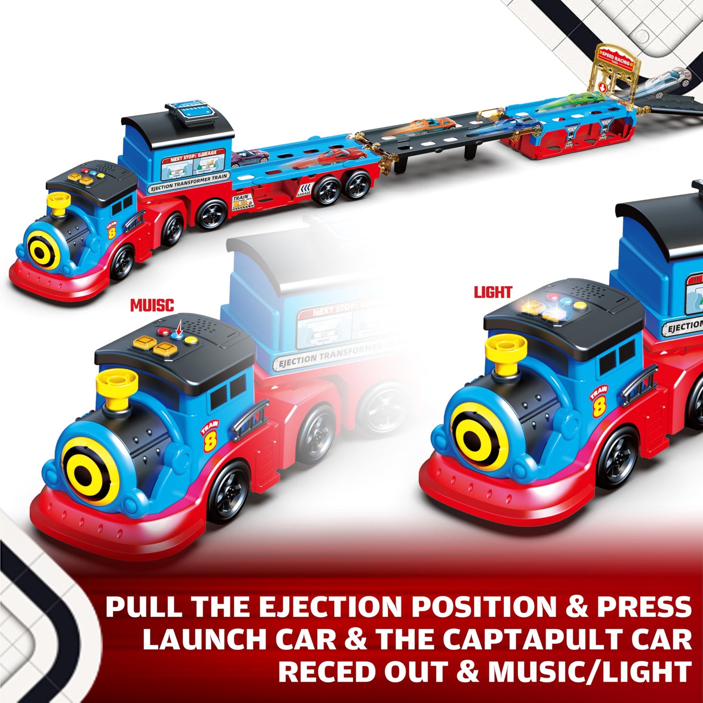 BuddyBight Train Set for Toddlers – Foldable 3-Layer Race Track and 12 Die-Cast Cars