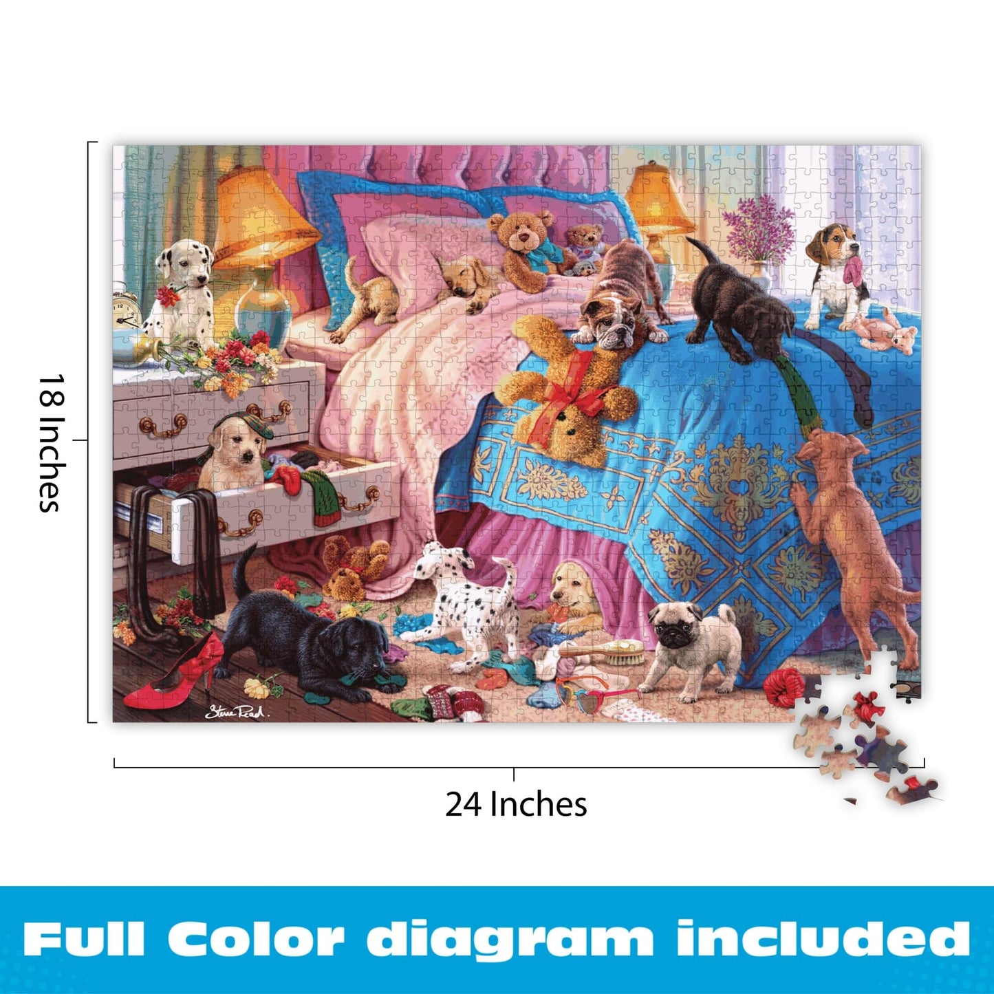 Buffalo Games - A Roomful of Naughty Puppies by Steve Read | 750-Piece Jigsaw Puzzle for Adults | Made in USA