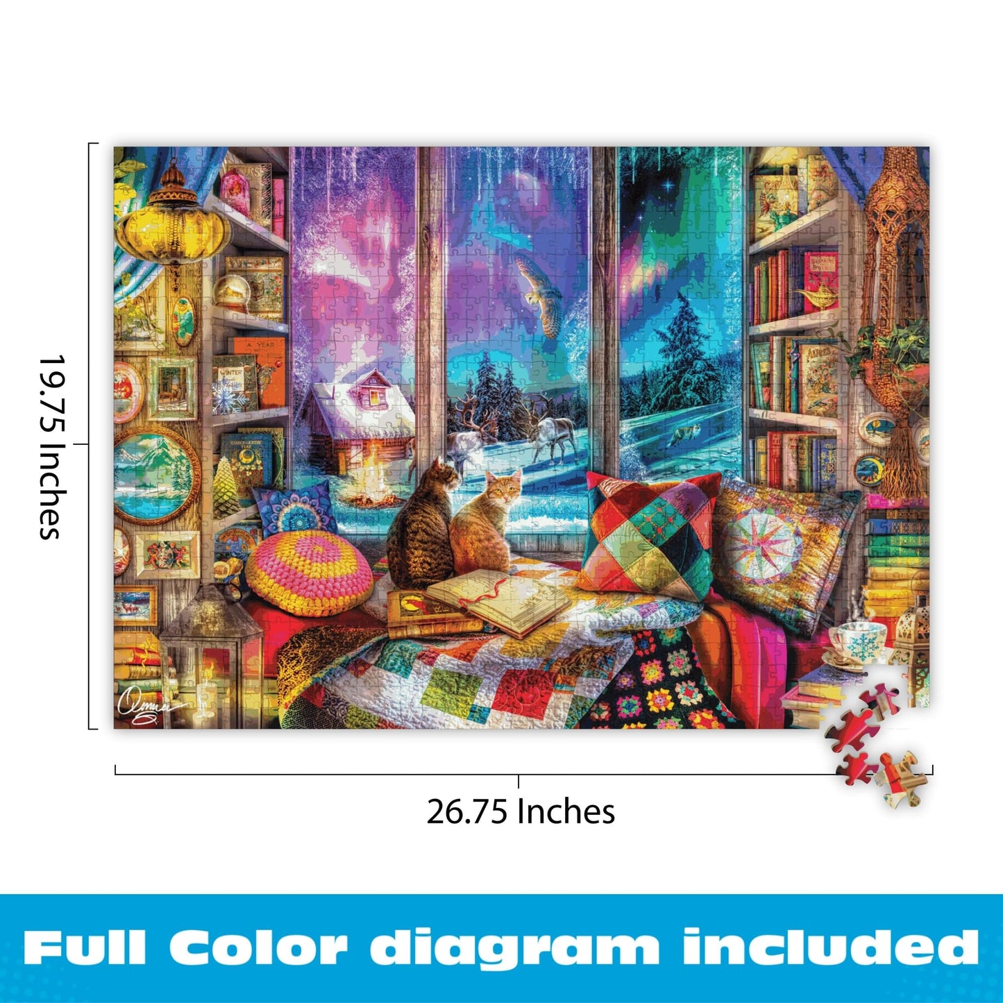 Buffalo Games Aimee Stewart Northern Lights Cats 1000-Piece Puzzle Made in USA