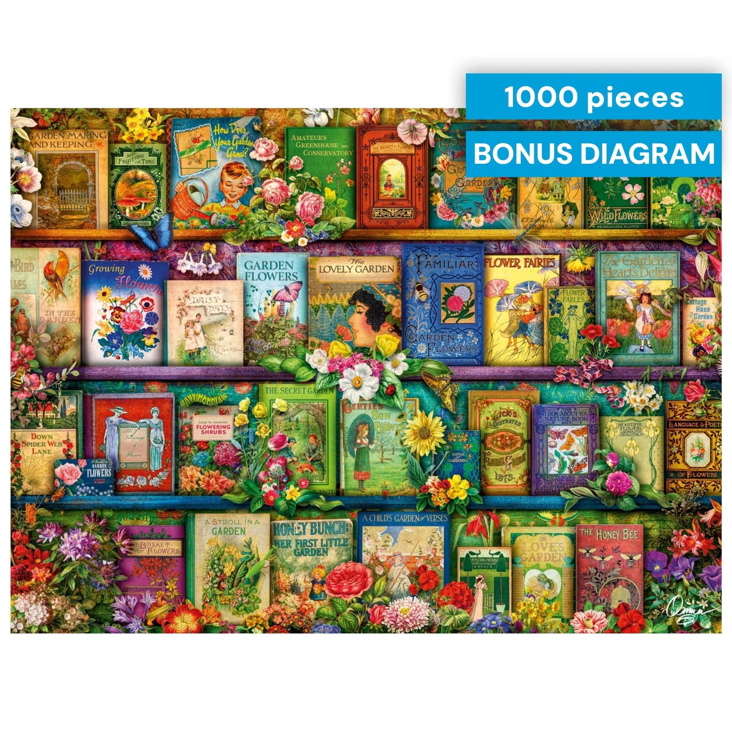 Buffalo Games Aimee Stewart Vintage Summer Books 1000-Piece Puzzle | Vibrant Florals & Library Shelf