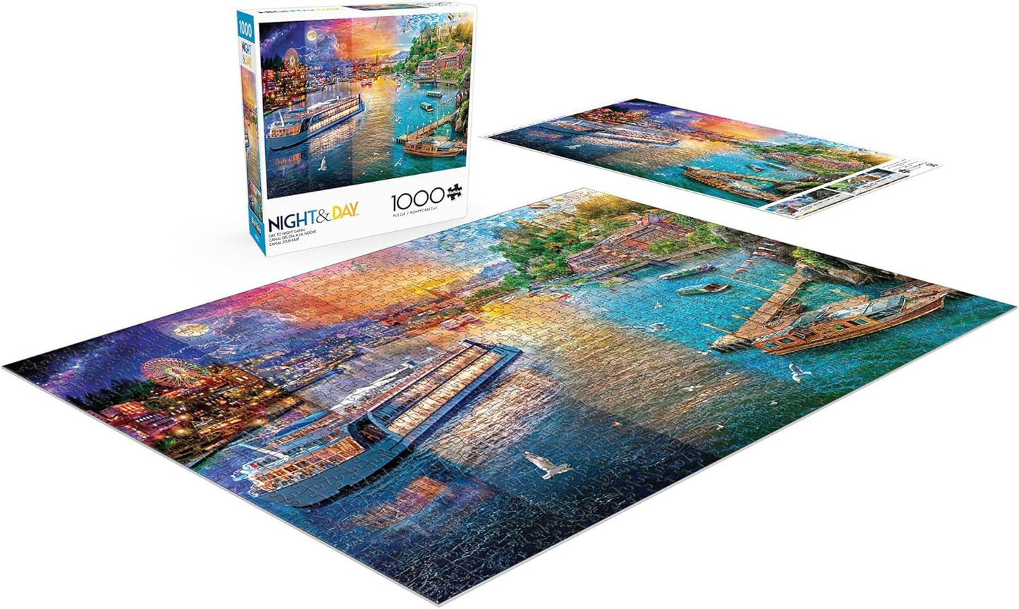 Buffalo Games Angelo Bonito Day to Night Canal — 1000-Piece Jigsaw Puzzle (26.75 x 19.75)